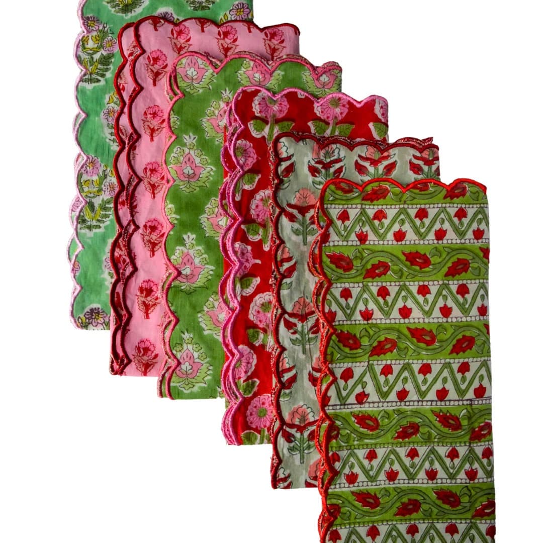 hand block printed napkins christmas decor table linenes azo free natural dyes ethically made by artisans in jaipur