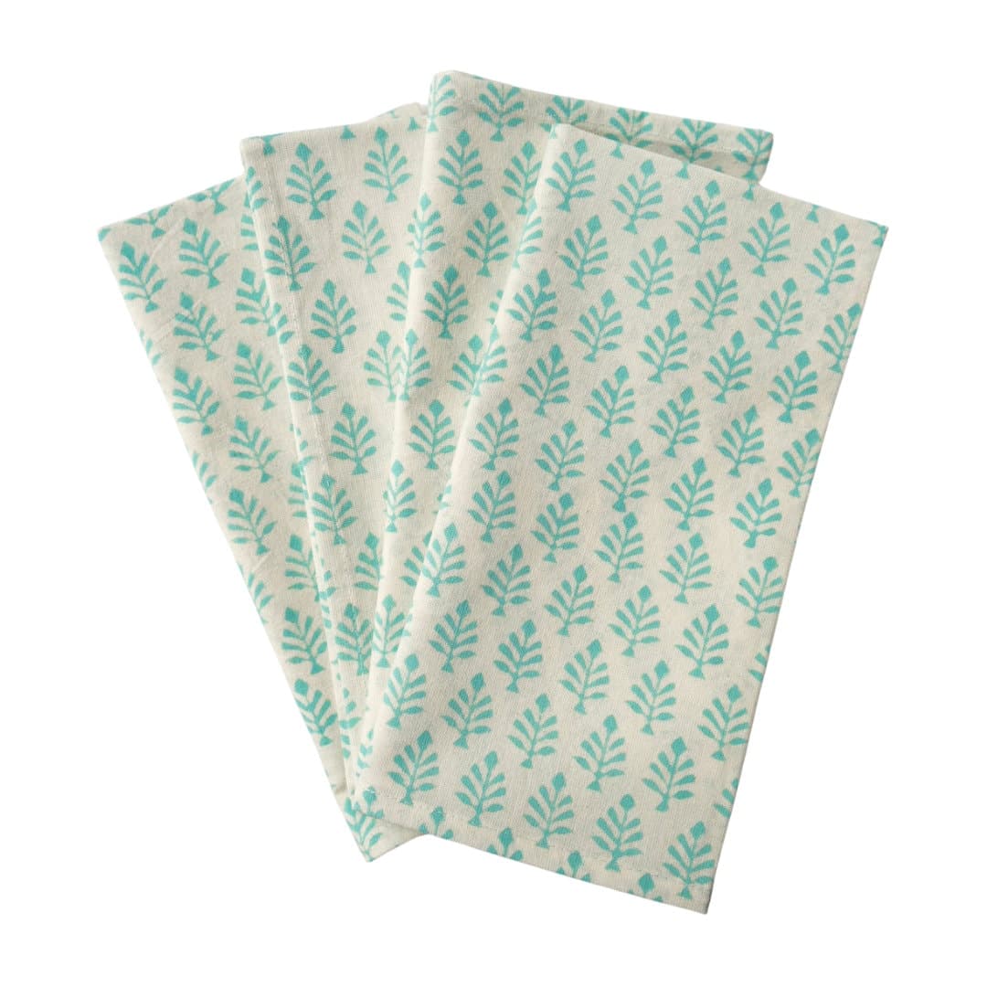 Hand Block Print Cloth Napkins Set of 4, Botanical Cotton Table Linens - image 5