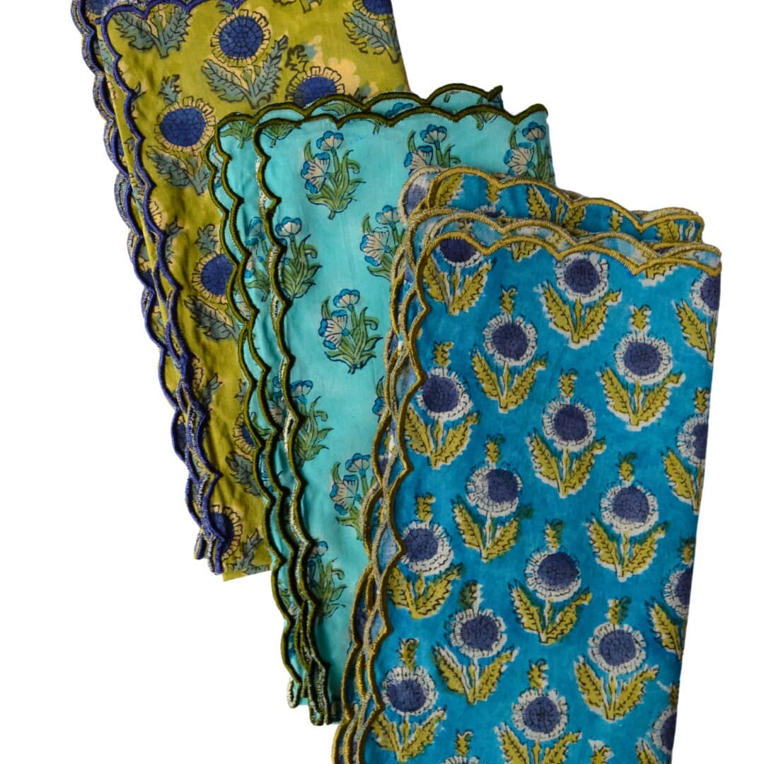 Crafted with the ancient art of block printing on Indian cotton, a tradition of Jaipur's rich heritage. Passed down through generations, this meticulous craft ensures each napkin is a unique work of art. Embracing the imperfections
