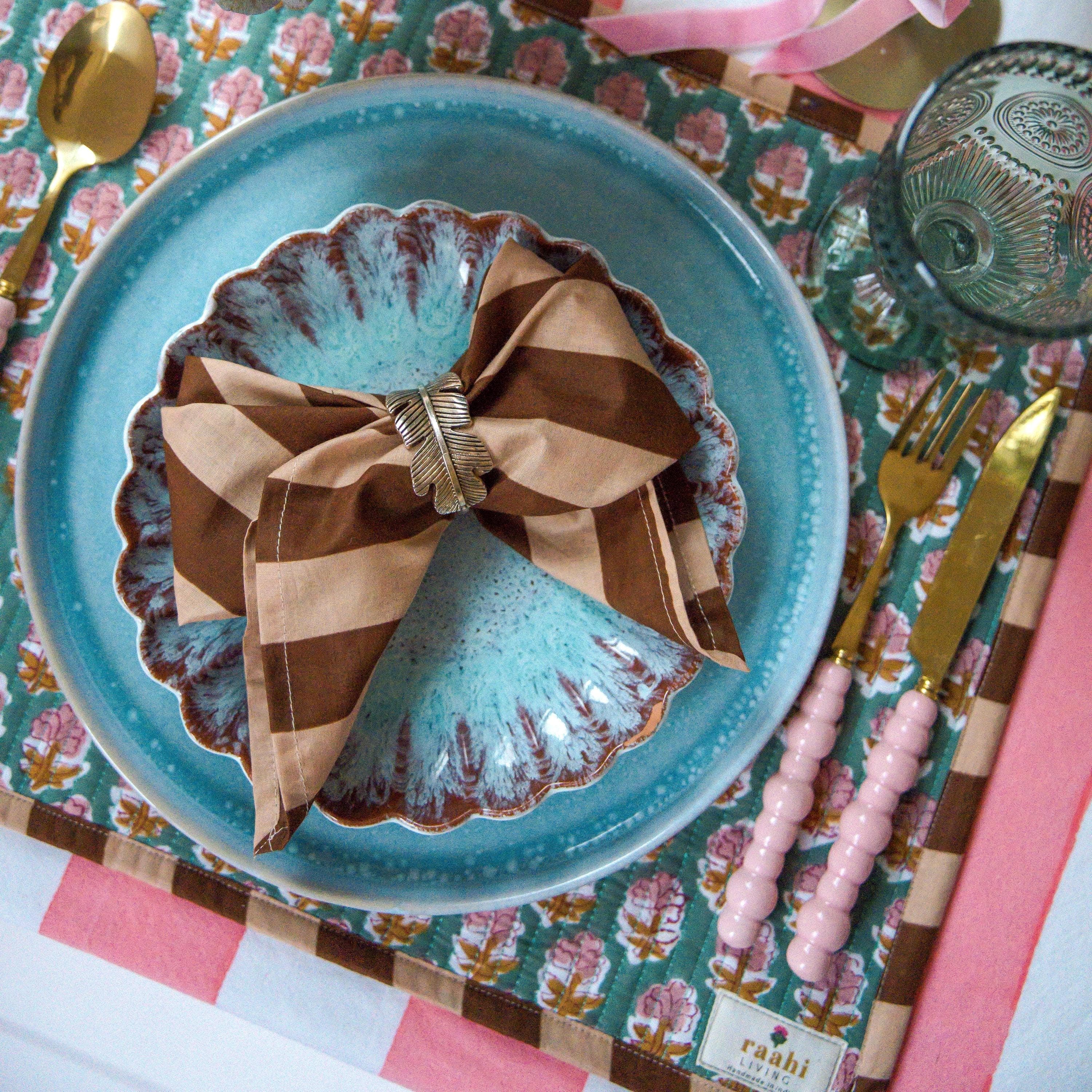Reversible Quilted Placemat Set | Hand Block Printed Cotton Table Linens