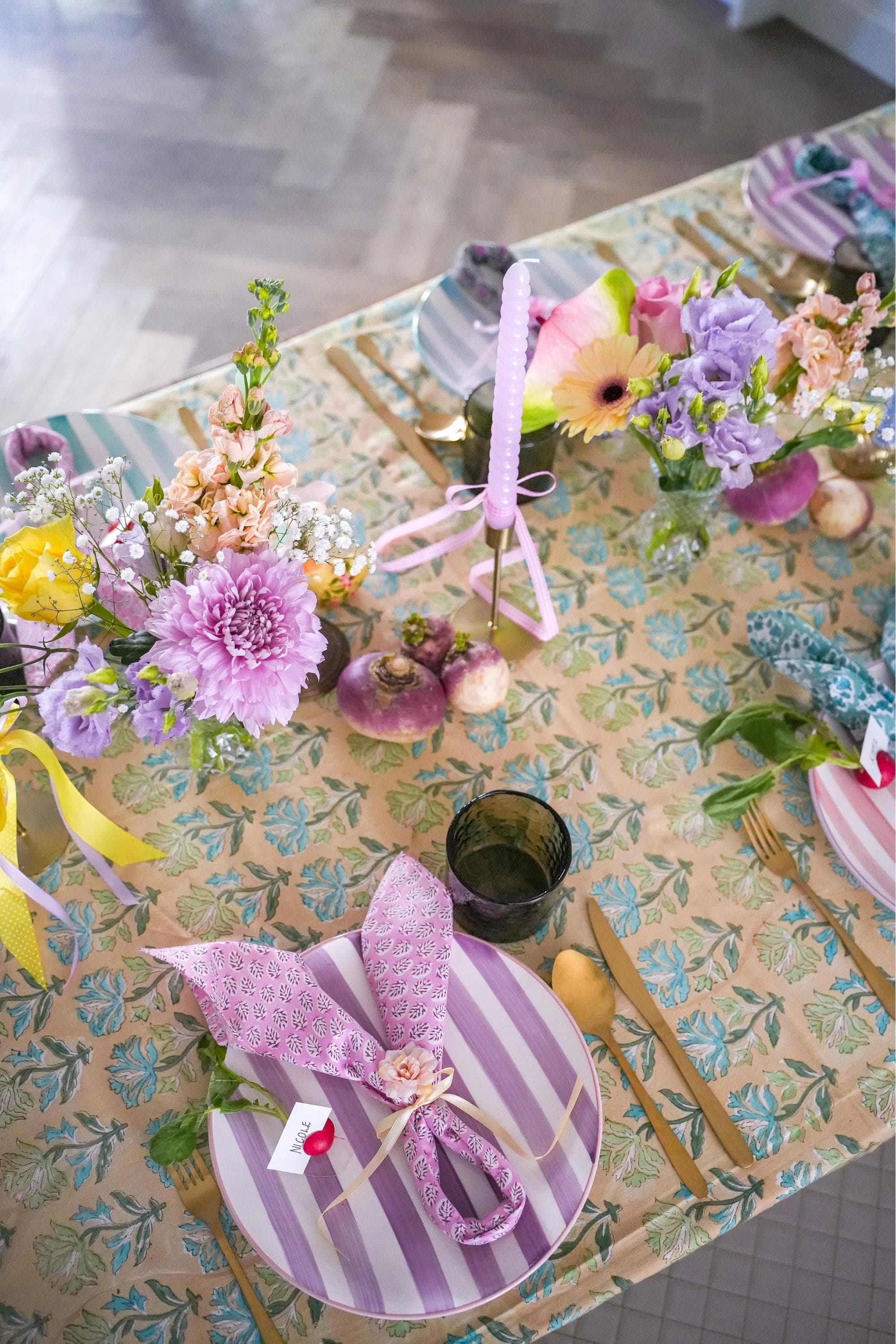 Floral Tablecloth, Hand Block Print, 100% Indian Cotton Year Round Cottage 180x240cm - image 5