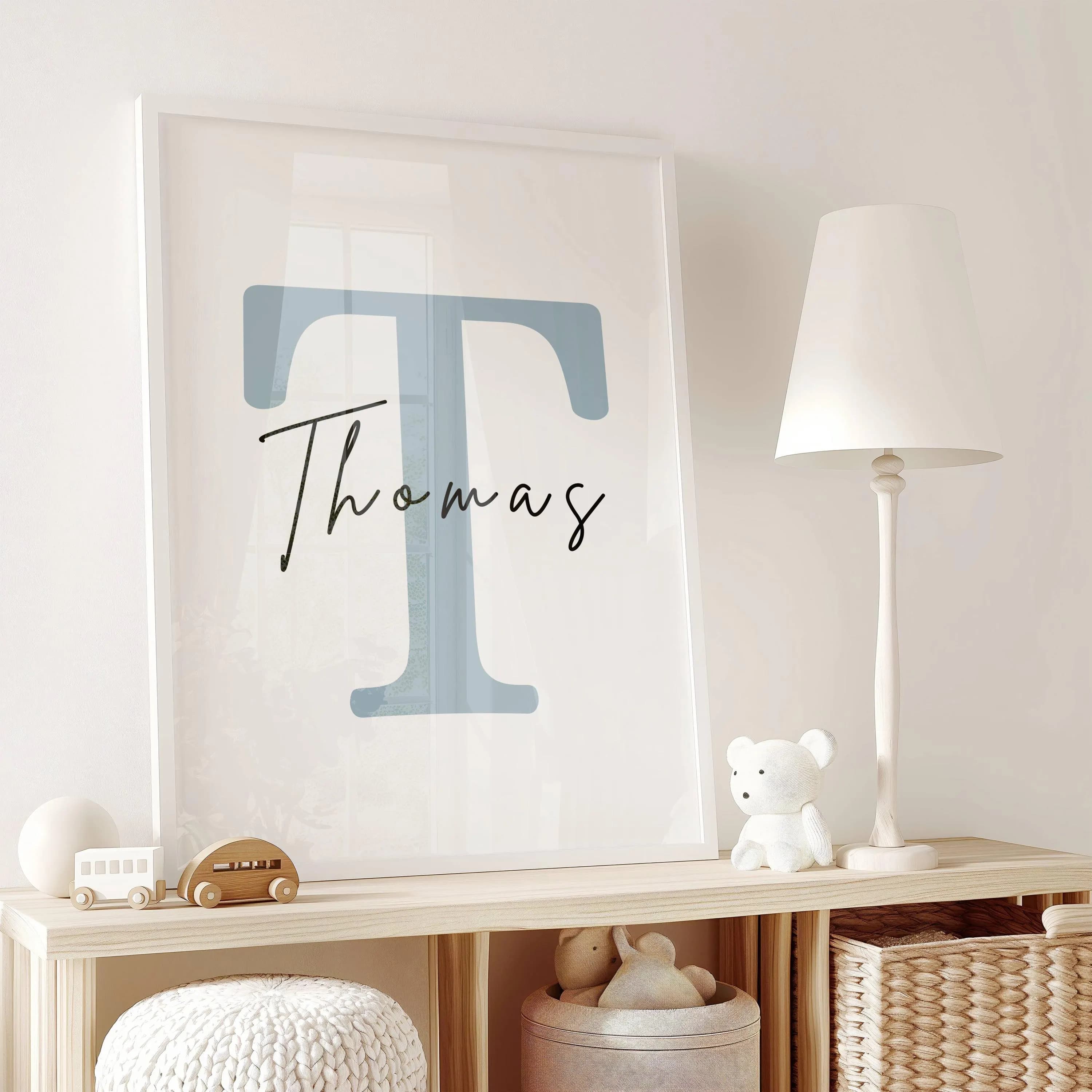 Set of 3 Blue Animal Nursery Prints: Safari Animal Bedroom Decor, Personalised boys room - image 5