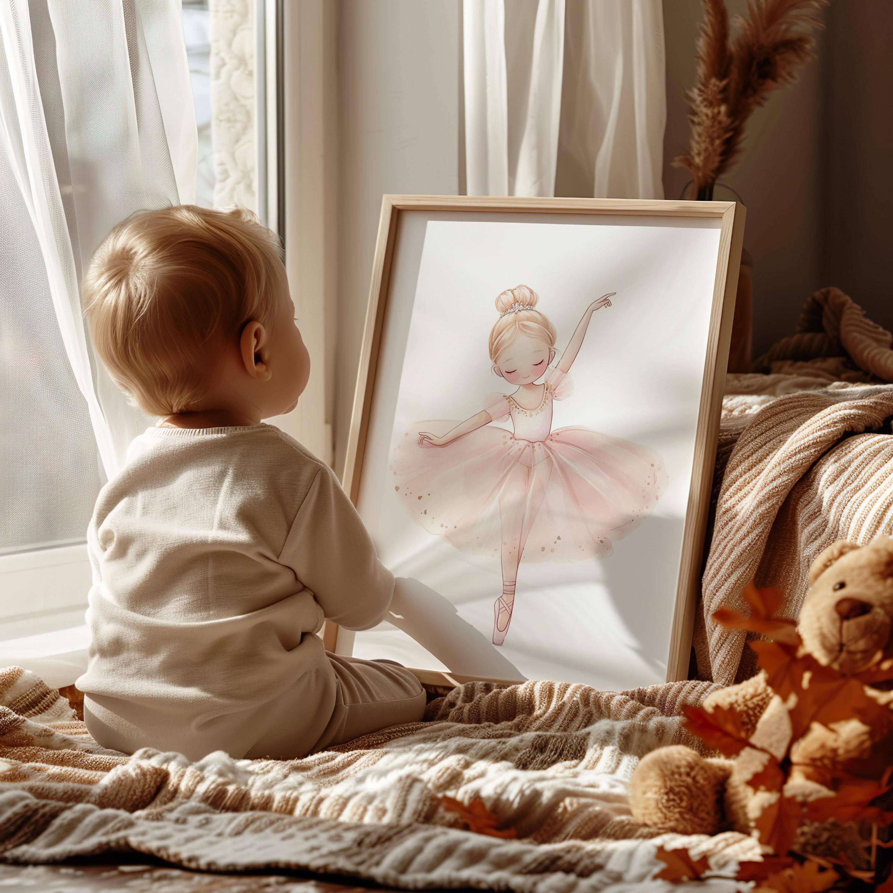 Ballerina Wall Art Set of 3 | Custom Name Nursery Prints | Pink Princess Ballet Decor | Custom Nursery Wall Art | Pastel Colours - image 3