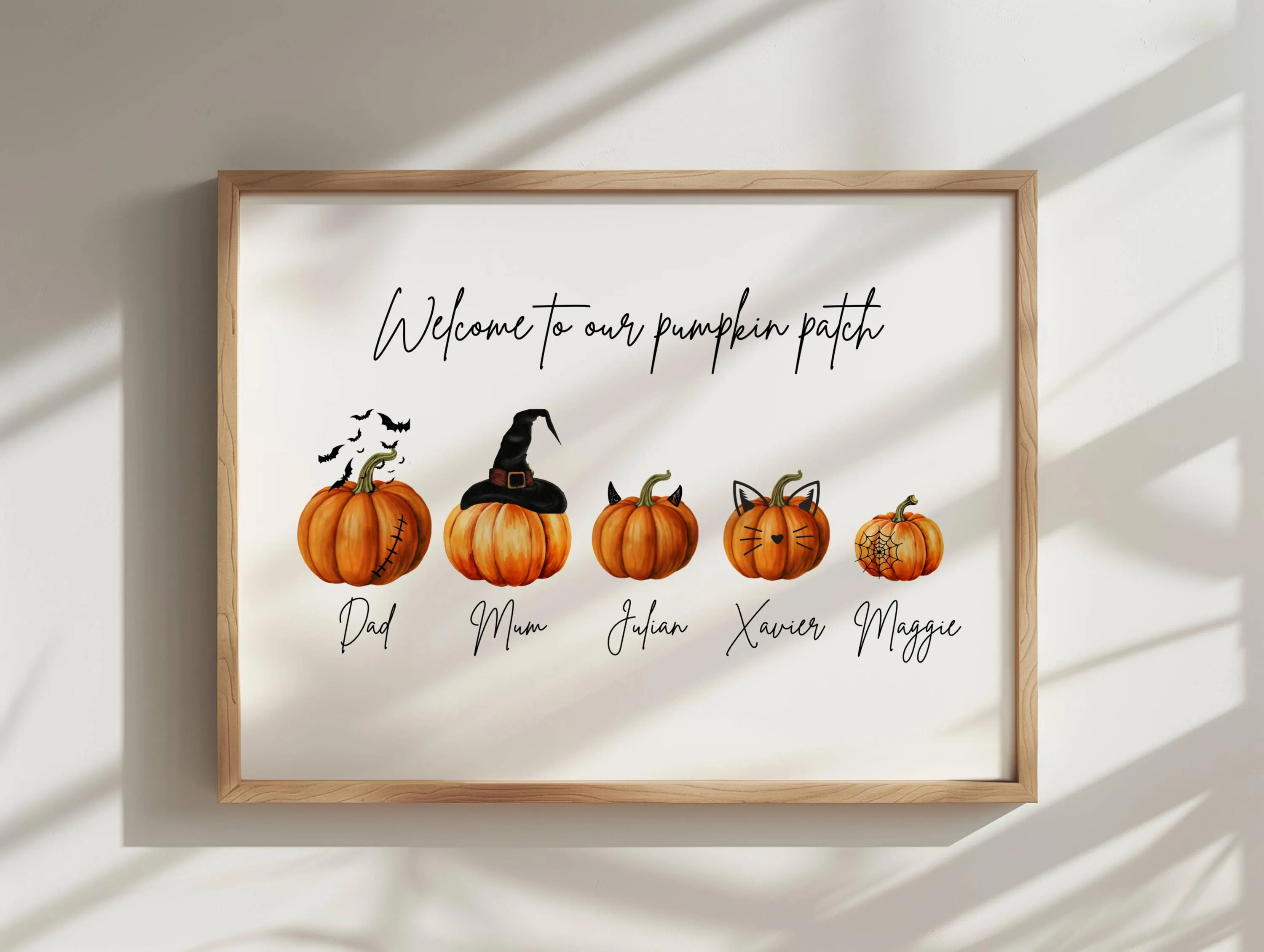 Personalized Pumpkin Family Print: Watercolor Autumn Wall Art - image 4