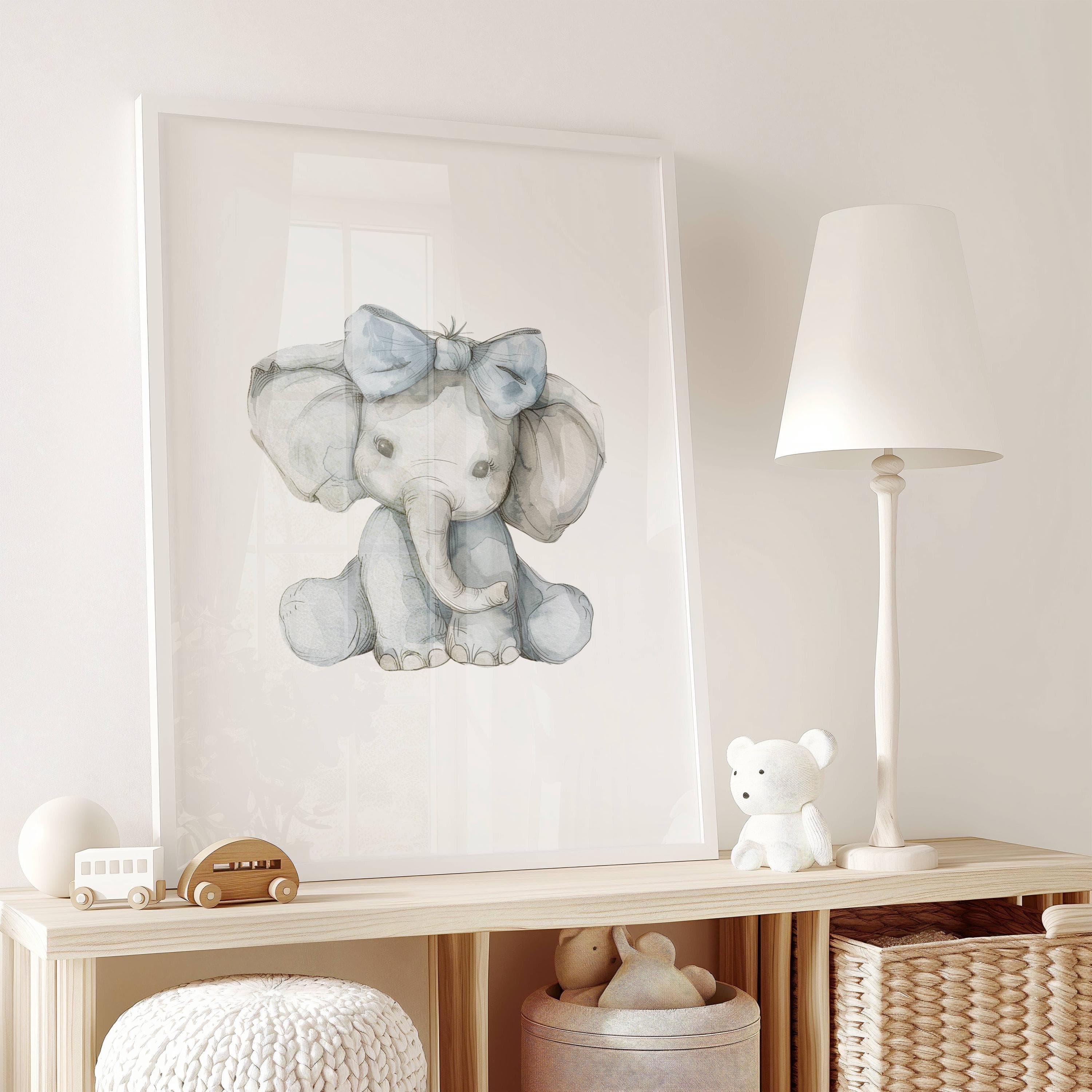 Set of 3 Blue Animal Nursery Prints: Safari Animal Bedroom Decor, Personalised boys room - image 4