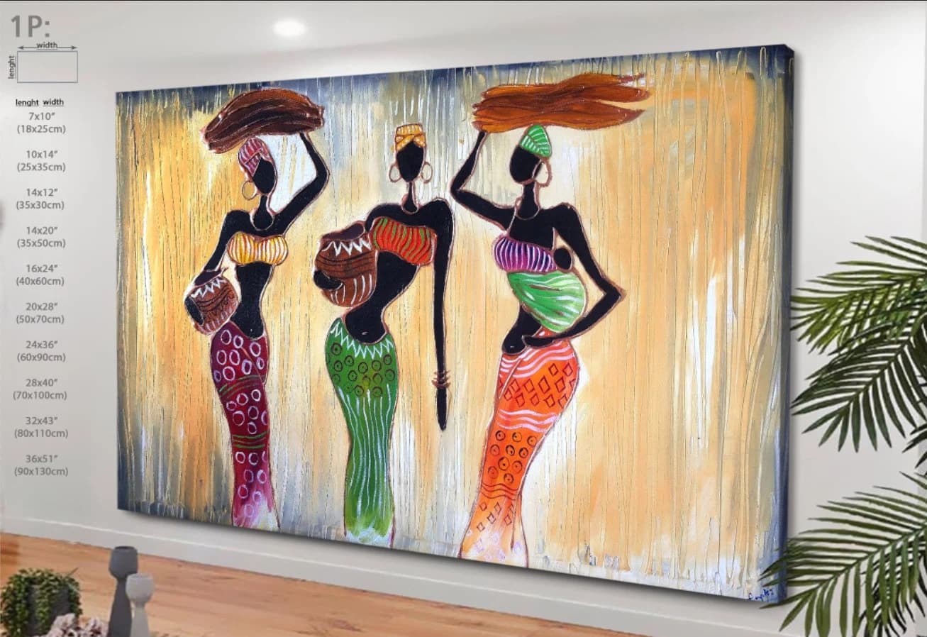 Abstract Woman art, Woman canvas, African Woman Art, African Wall Art, Woman colorful Art, African Canvas Art, Female Canvas Print, canvas