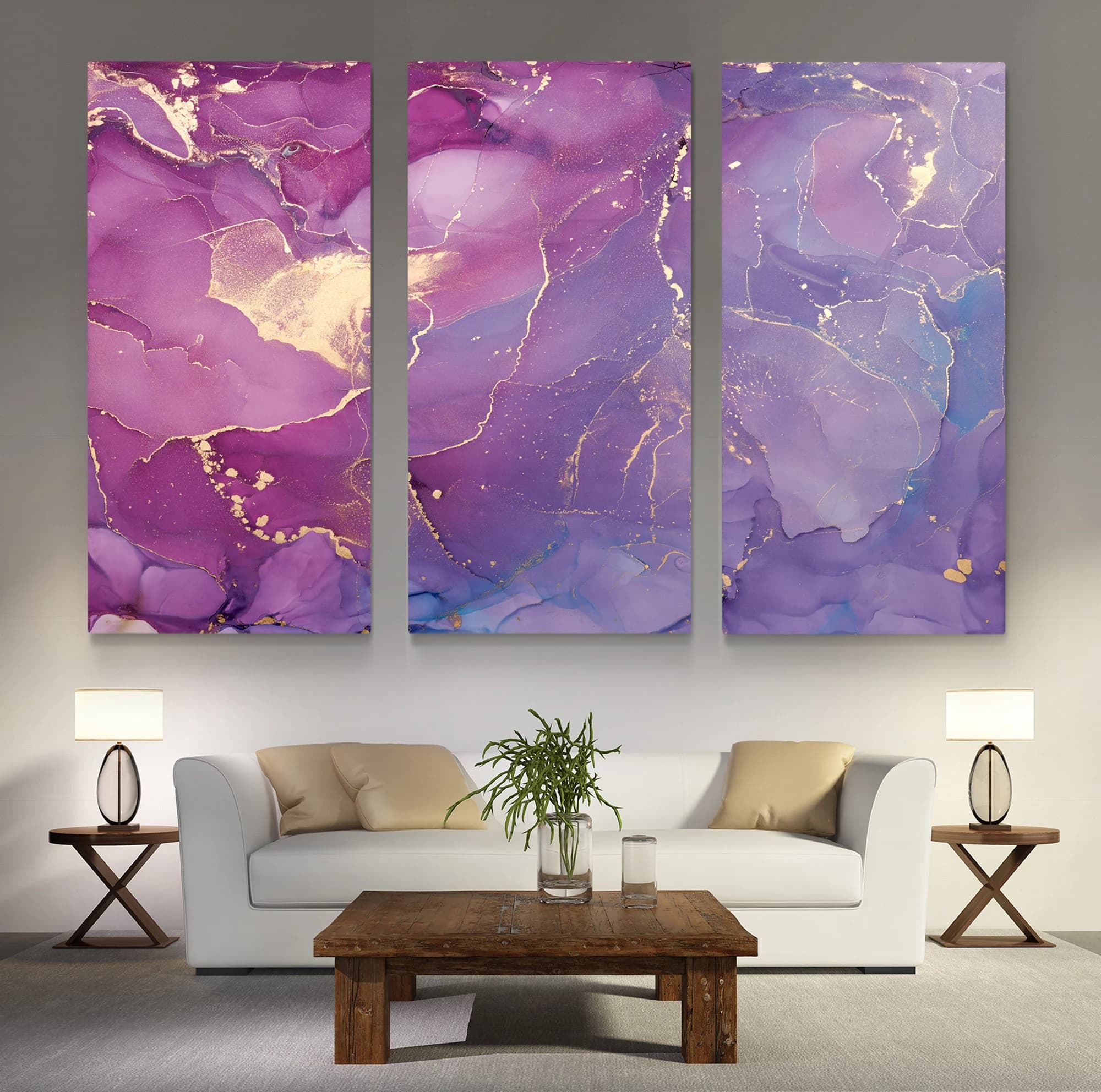 Pink Abstract Art, Abstract wall art, Abstract canvas print, Abstract Painting, Purple Yellow Abstract Canvas Art, Purple Marble Decor - image 4