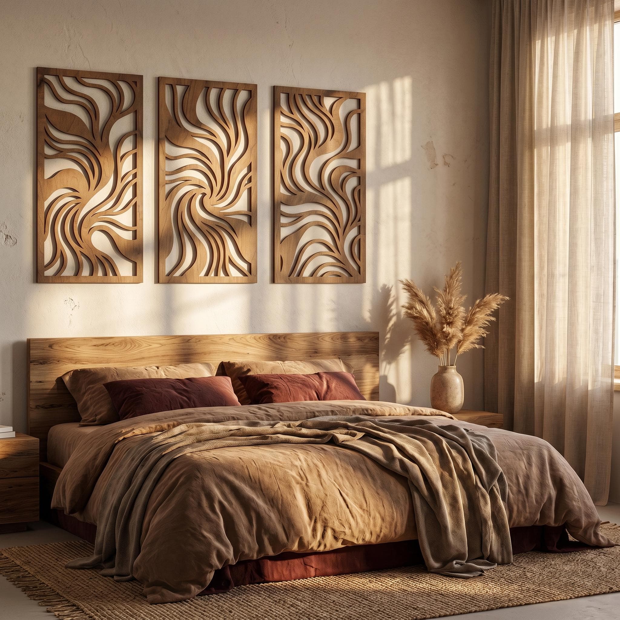 Abstract Wall Art, Triptych Wall Art, Wood Wall Art Large, Japandi Wall Art, Wabi Sabi Wall Art, 3 Panel Wall Art, Above Bed Decor - image 4