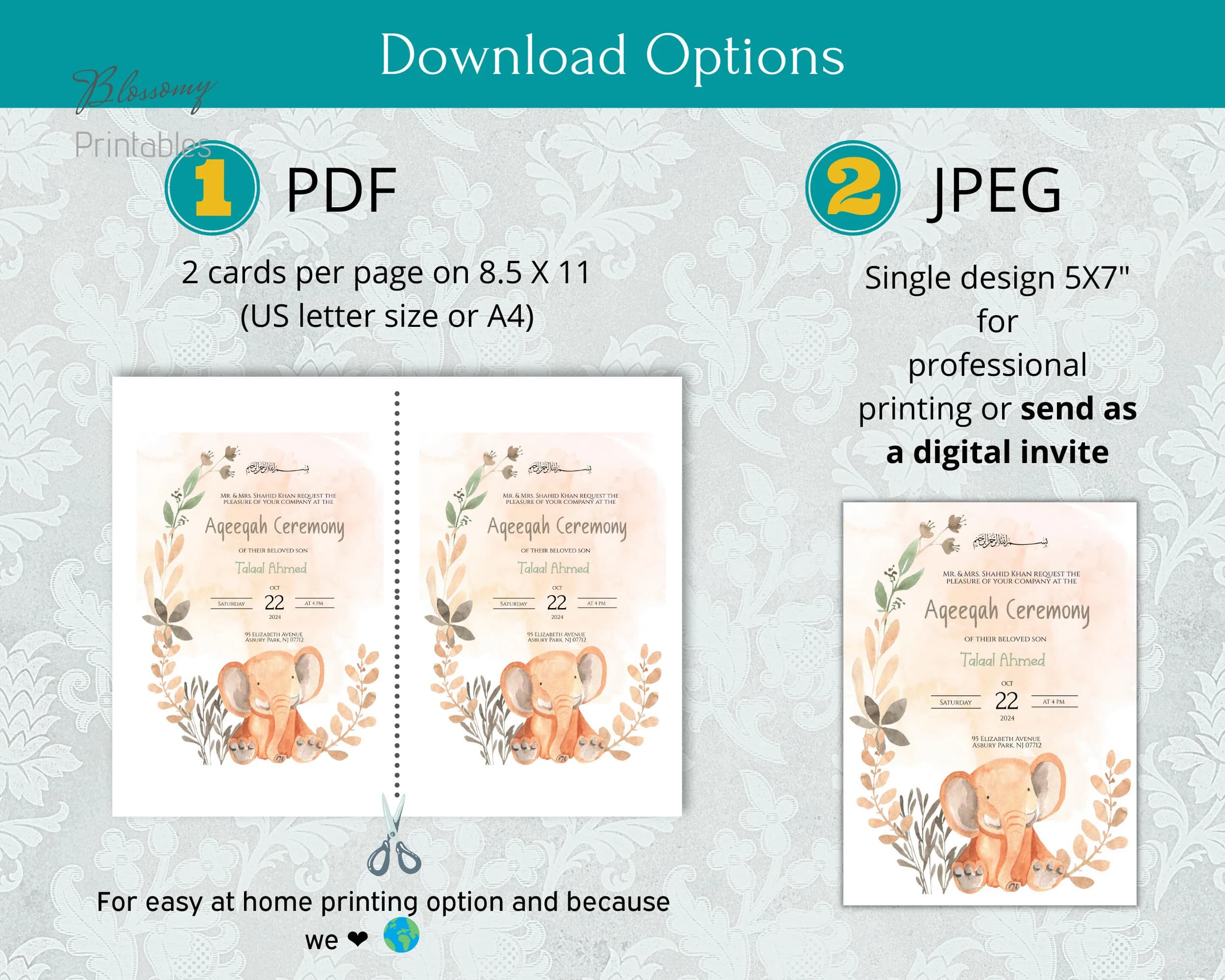 Editable Aqeeqah Invitation, Aqeeqah Card, Aqiqah invitation, Muslim Aqeeqah Invitation boy, Islamic Aqeeqah, Islamic Aqiqah Invite - image 5