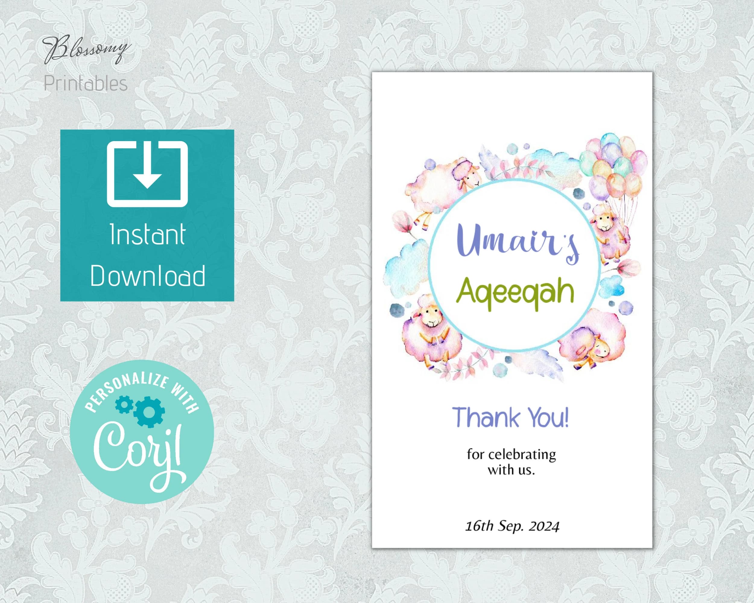 Editable Aqeeqah Favour Tag Template, Aqeeqah Favor Tag, Aqiqah favour template, Muslim Aqeeqah, Islamic Aqeeqah, Islamic Aqiqah Favor - image 3