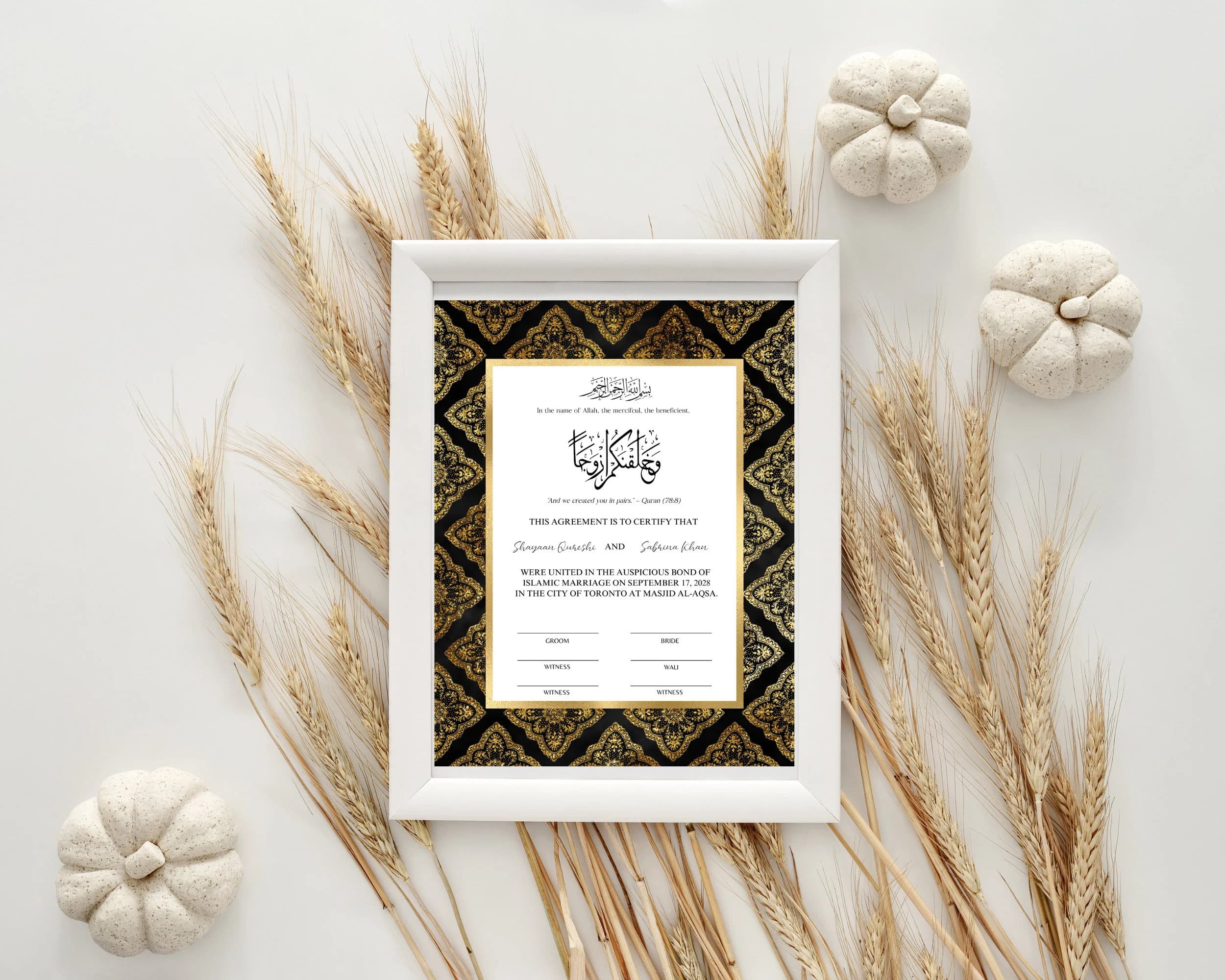 Personalizable Nikah Certificate Luxury Black Gold, Muslim Nikkah Contract, Digital Nikah Contract, Nikahnama, Islamic Wedding Certificate - image 4