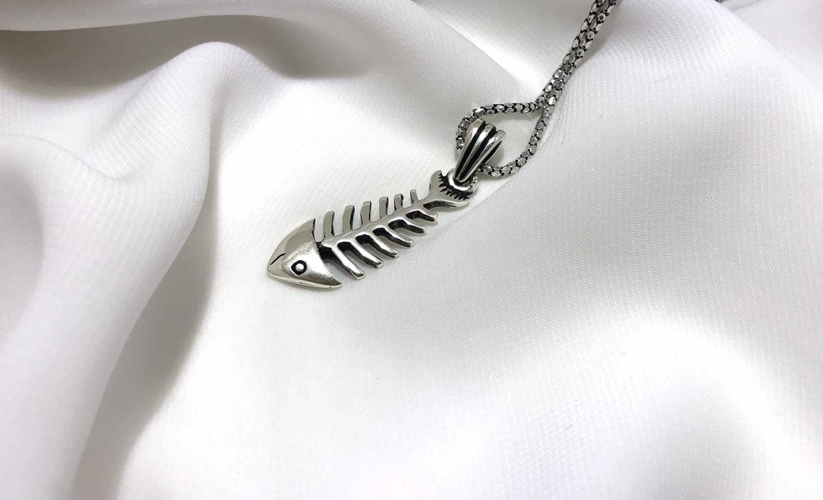 Silver Fishbone Necklace, Dainty Fish Jewelry, Women Fishbone Necklace, Gift for Her, Unisex Necklace, Christmas Gift Necklace
