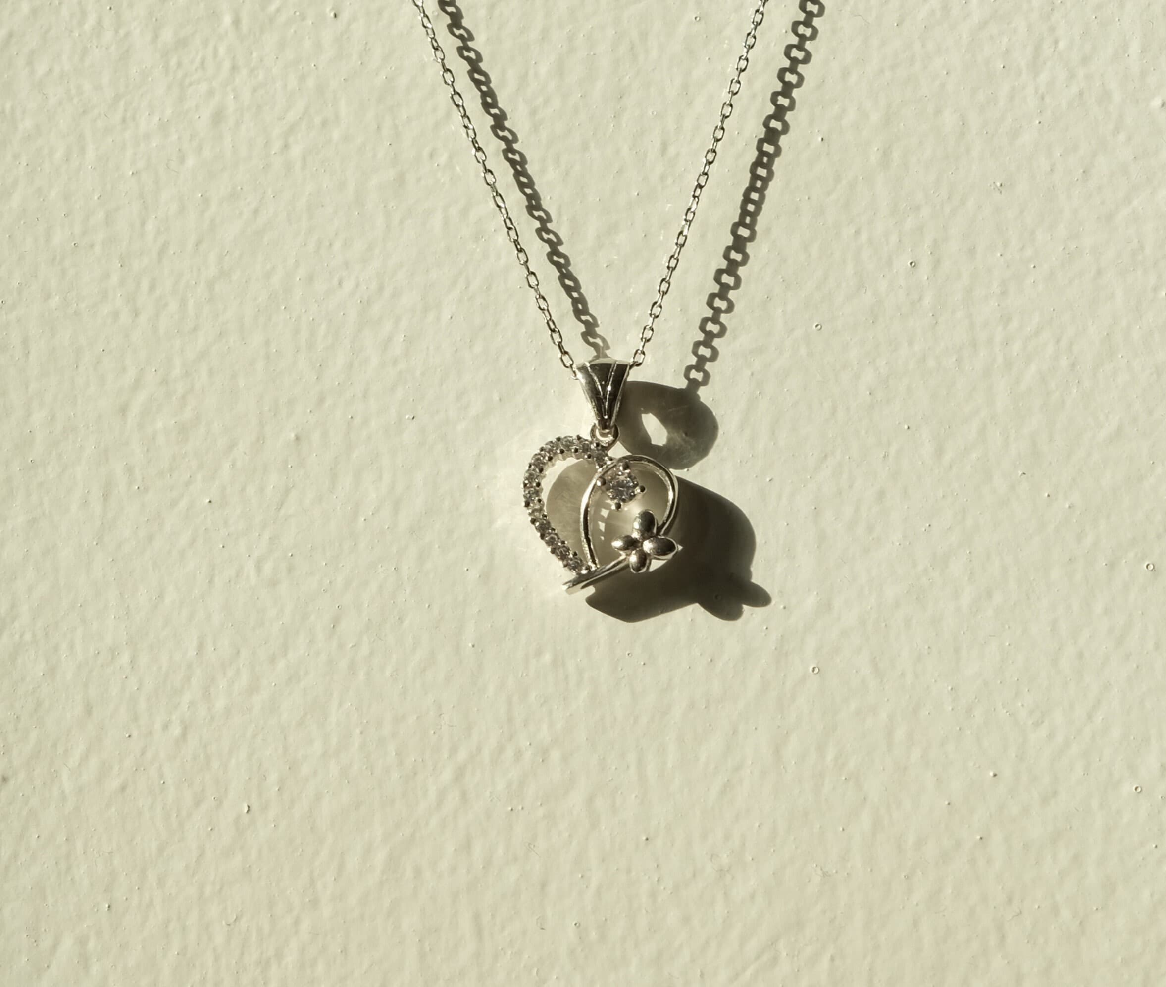 Silver Minimal Heart Necklace, Heart Necklace, Zircon Stone Heart Necklace, Heart Necklace, Christmas Gift, Gift for Her, Woman Necklace - image 3
