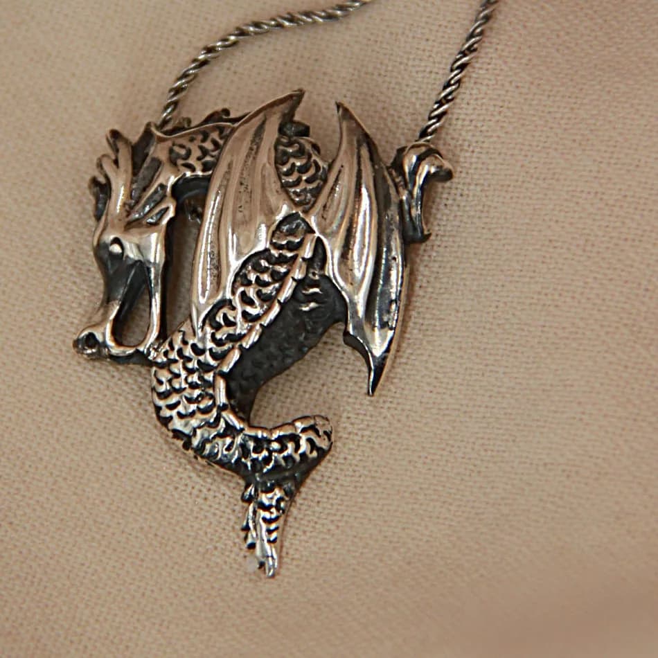 Dragon Necklace, Sterling Silver Dragon Necklace, Dragon Jewelry, Mystic  Necklace, Dragon Pendant, Mythology Pendant, Gift for Him/ Her - image 3