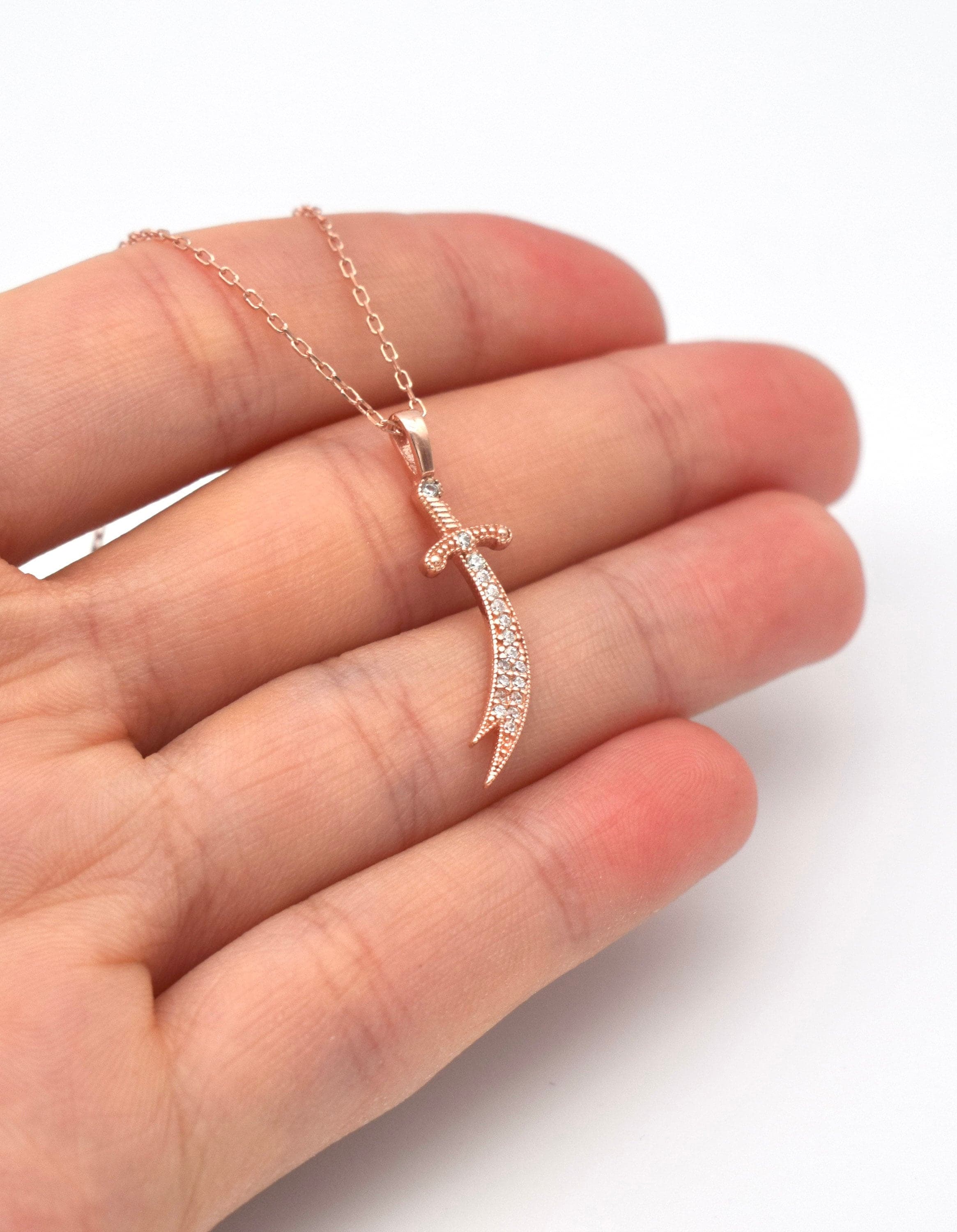 Rose Zulfiqar Sword Necklace, Women Zircon Stone Zulfiqar Necklace, Imam Ali Sword Necklace, Arabian Islamic Jewelry, Shia Gifts - image 3