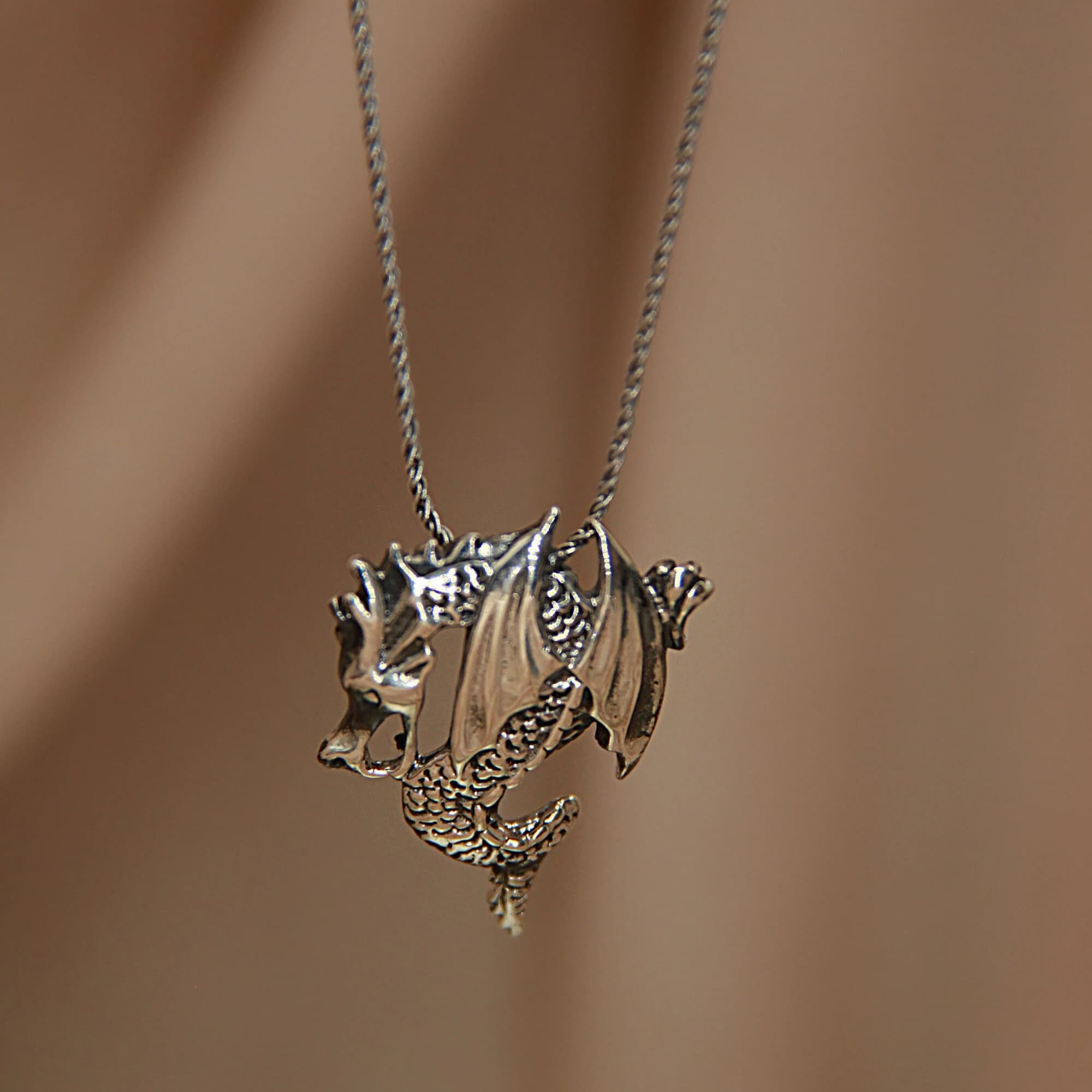Dragon Necklace, Sterling Silver Dragon Necklace, Dragon Jewelry, Mystic  Necklace, Dragon Pendant, Mythology Pendant, Gift for Him/ Her - image 5