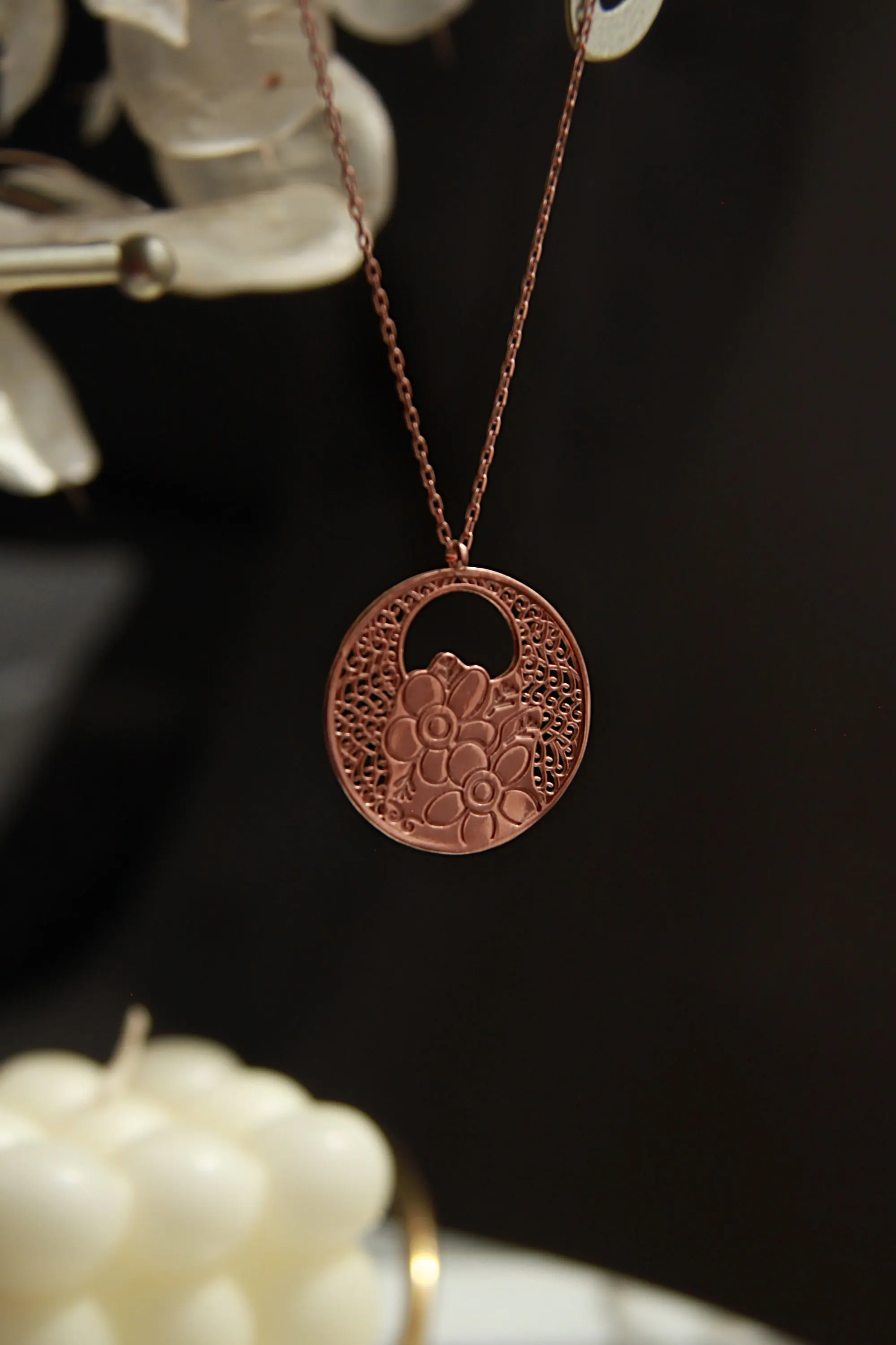 Flower of Life Engraved Locket Necklace, Silver Flower Locket Jewelry, Engraved Jewelry, Flower Engraved Necklace, 925k Silver Sterling