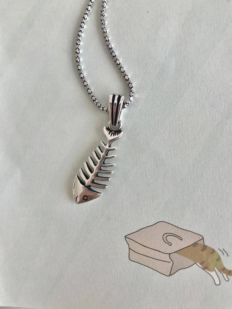 Silver Fishbone Necklace, Dainty Fish Jewelry, Women Fishbone Necklace, Gift for Her, Unisex Necklace, Christmas Gift Necklace - image 4