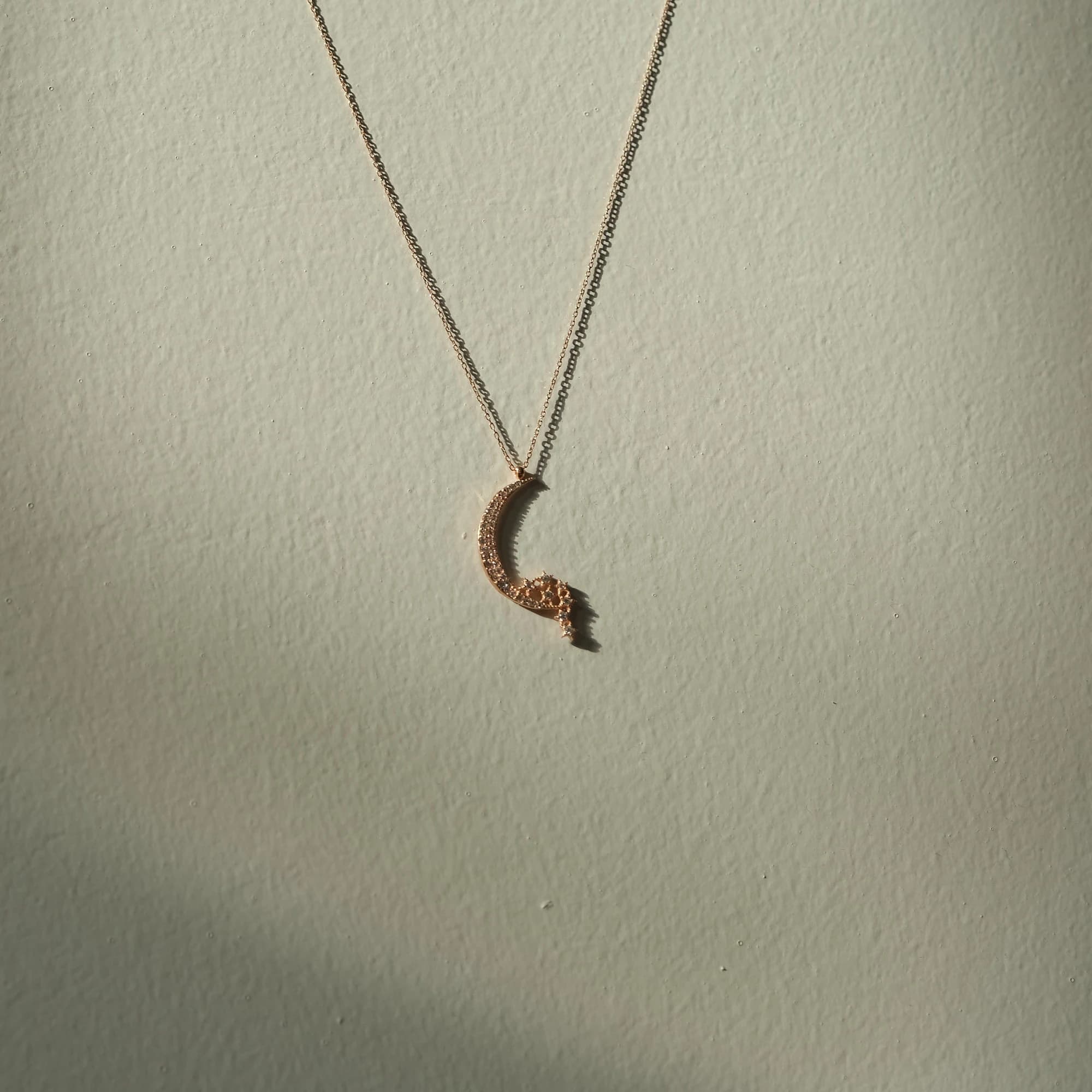 Silver Crescent and Star Necklace, Zircon Stone Crescent and Star Necklace, Silver Moon Star Necklace - image 3