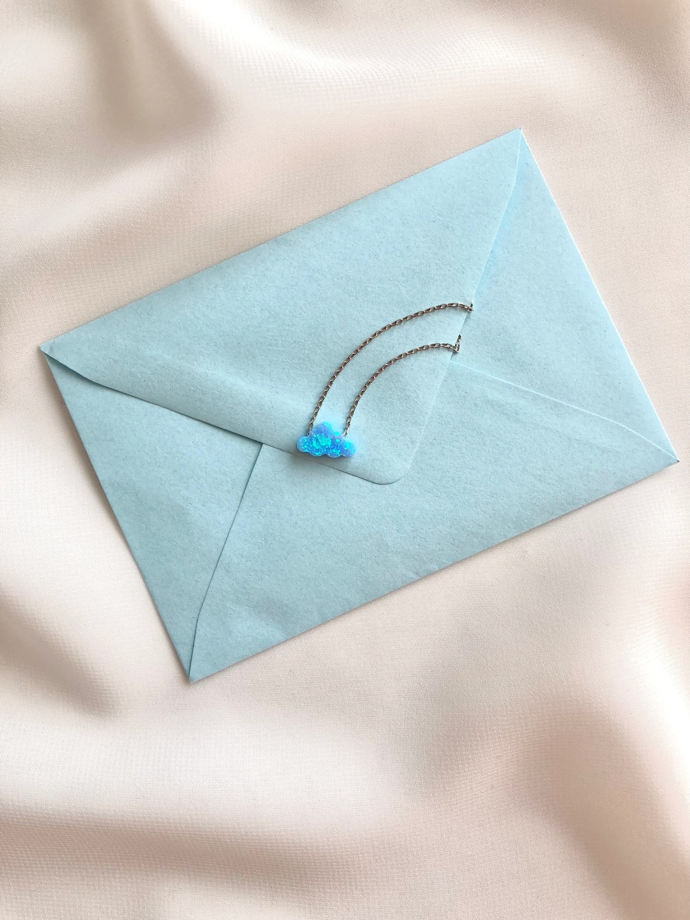 Silver Blue Opal Cloud Necklace, Cloud Necklace, Dainty Blue Opal Necklace, Blue Cloud Necklace, Gİft for Her, Cloud Necklace, Opal Necklace - image 5