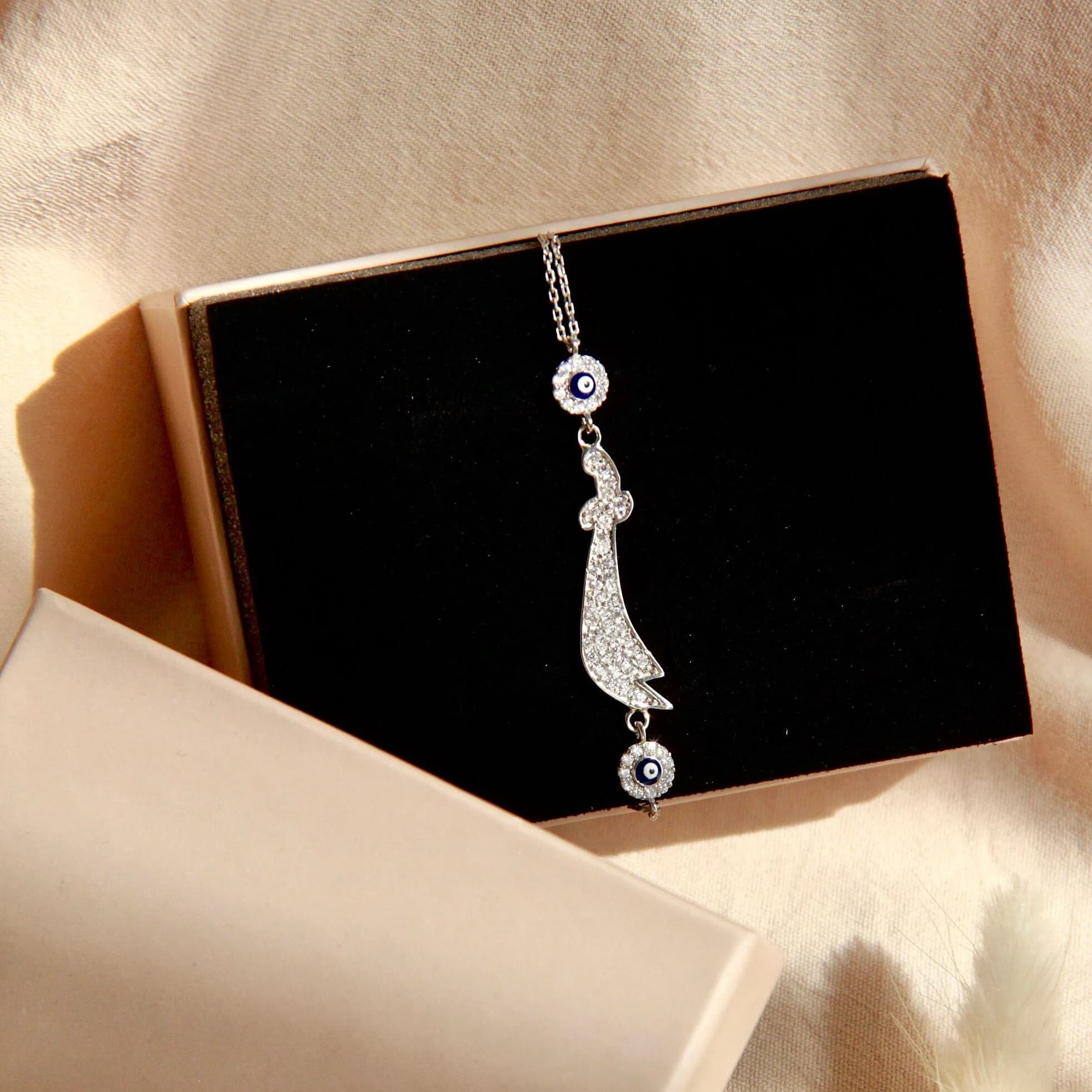 Silver Zulfiqar Sword Necklace  Set, Zircon Sword Bracelet Set, Imam Ali Jewelry Set, Islamic Jewelry, Gift for her, Muslim Gift, Shia Gift - image 5