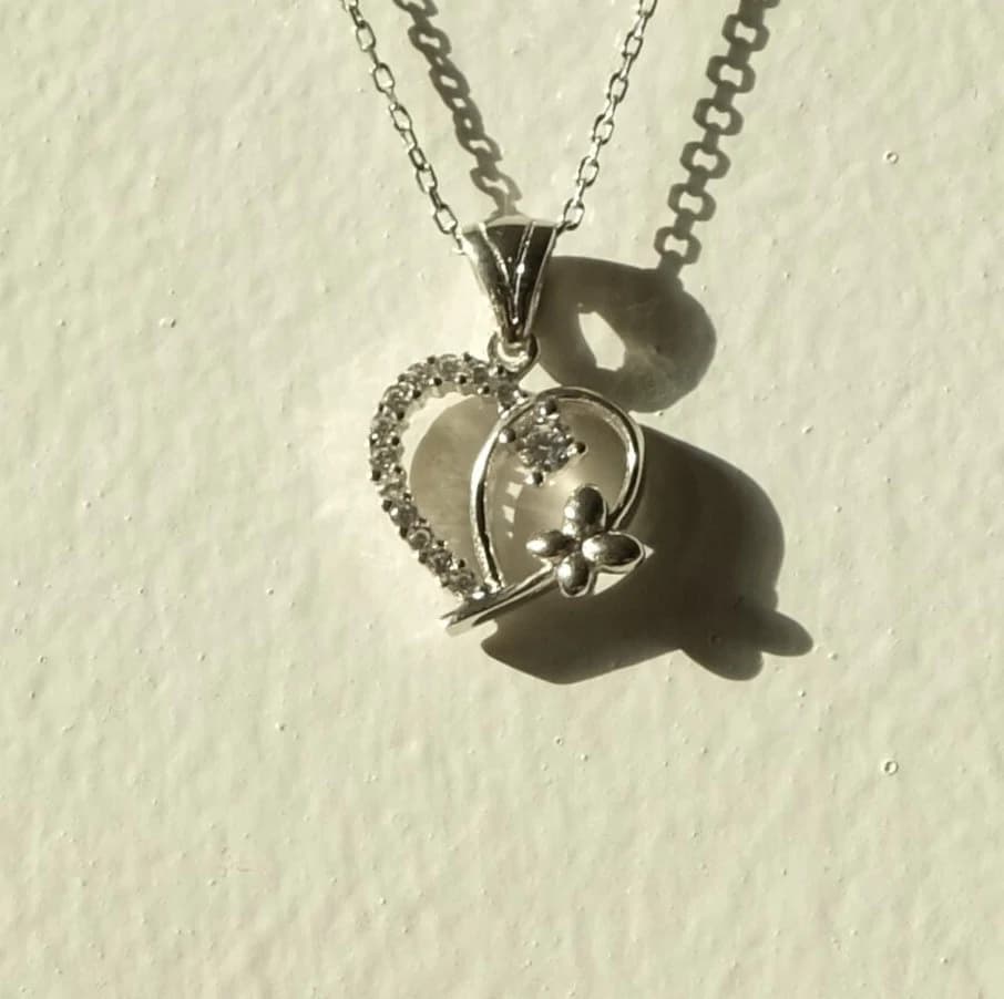 Silver Minimal Heart Necklace, Heart Necklace, Zircon Stone Heart Necklace, Heart Necklace, Christmas Gift, Gift for Her, Woman Necklace
