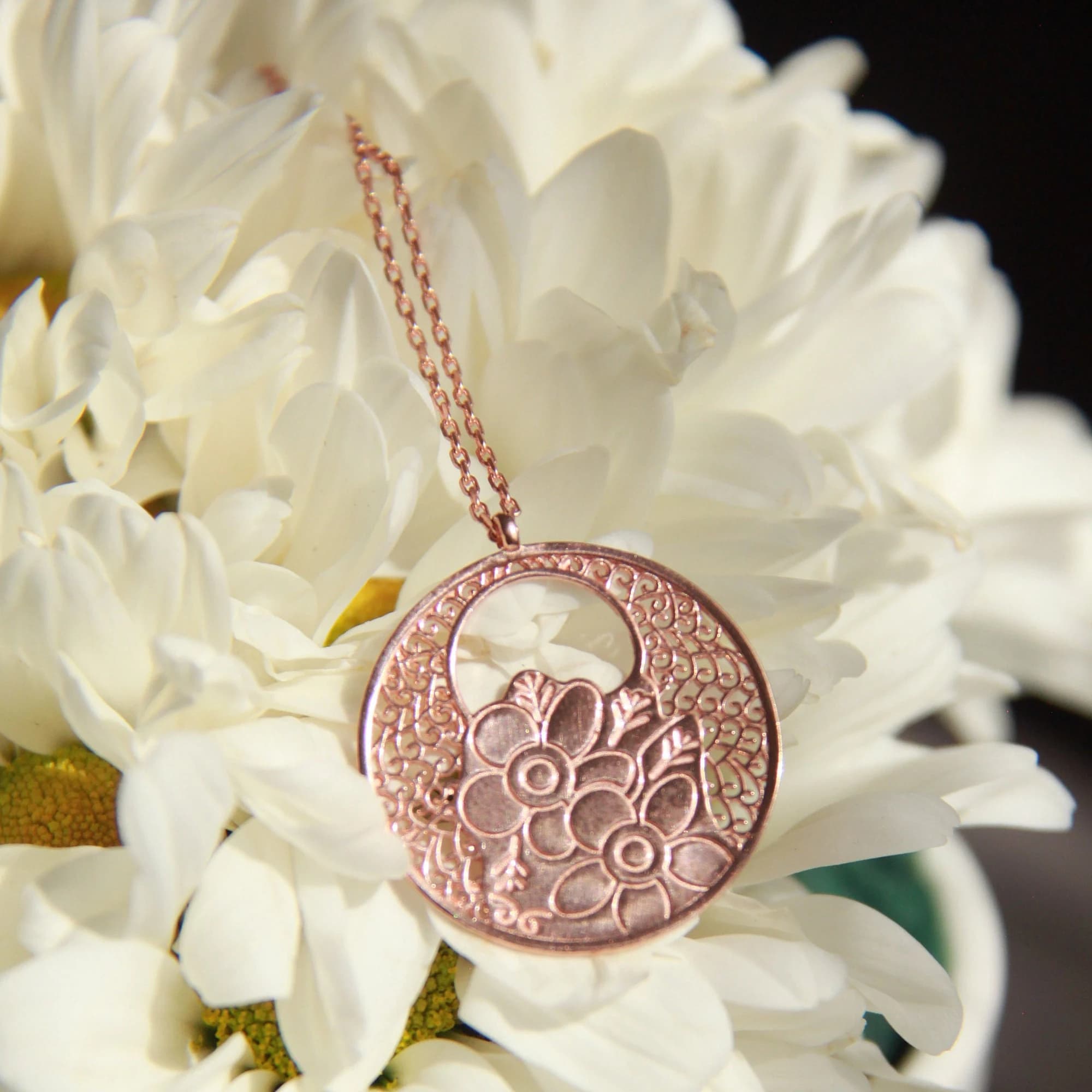 Flower of Life Engraved Locket Necklace, Silver Flower  Locket Jewelry, Engraved Jewelry, Flower Engraved Necklace, 925k Silver Sterling - image 5