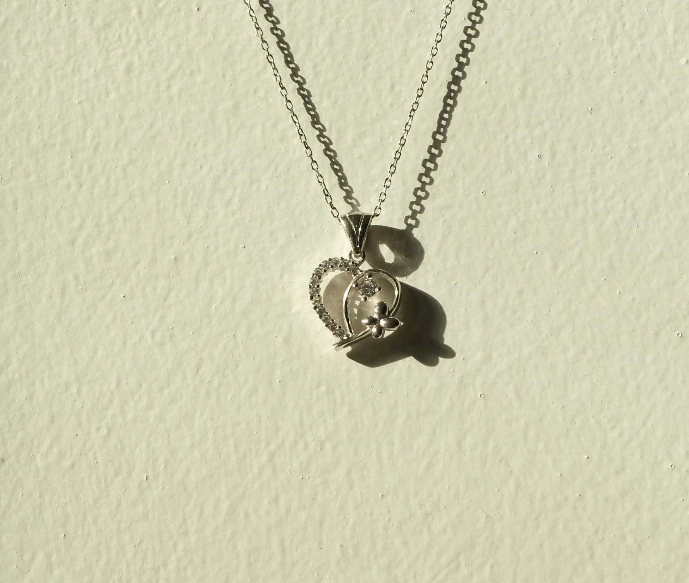Silver Minimal Heart Necklace, Heart Necklace, Zircon Stone Heart Necklace, Heart Necklace, Christmas Gift, Gift for Her, Woman Necklace - image 2