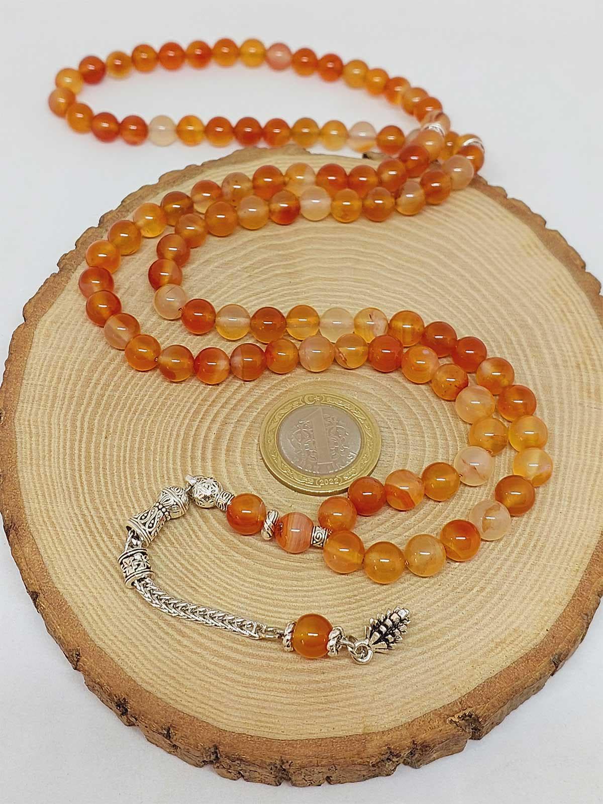 Light Brown Agate Stone 99 beads Rosary 8mm, Tasbih 99, Natural Stone 99 Beads, Tasbeeh, Misbaha, Islamic Prayer Beads, Tasbih, Muslim - image 4