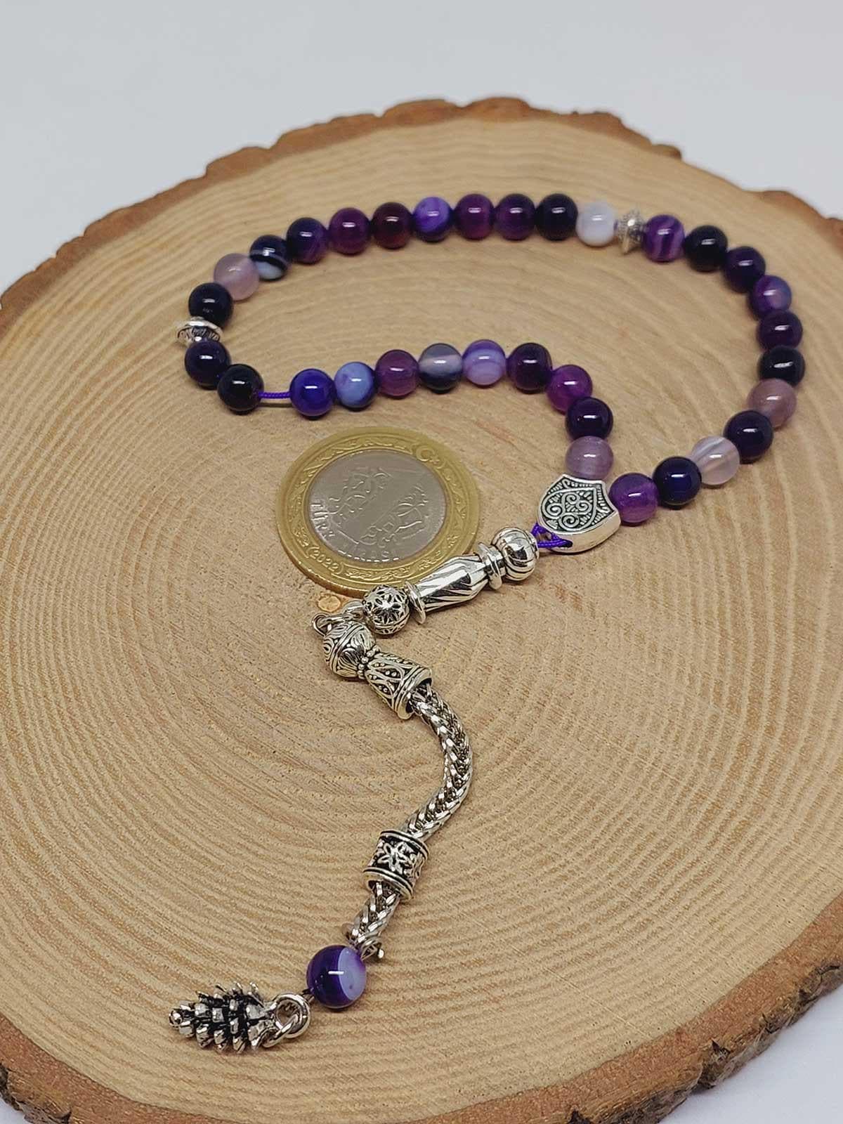 Purple Agate Stone 33 beads Rosary 6mm, Tasbih 33, Natural Stone 33 Beads, Tasbeeh, Misbaha, Tasbih - image 4