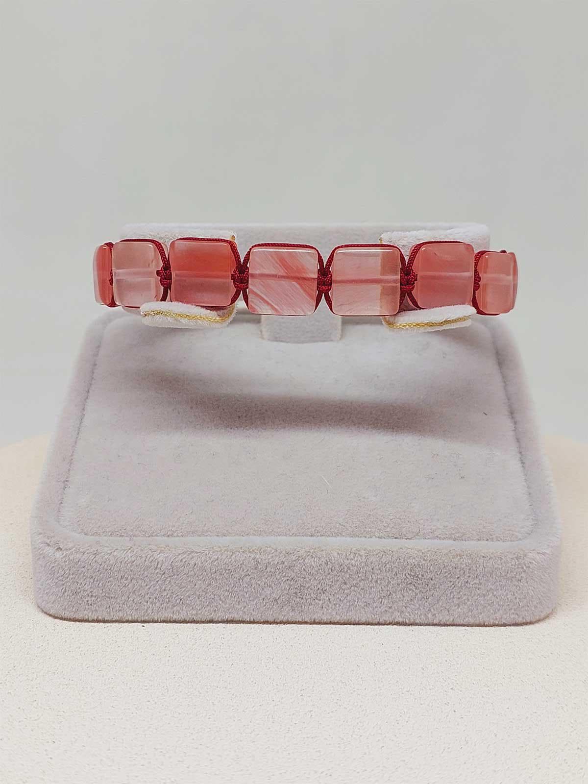 Rose Quartz Stone Macrame Design Unisex Bracelet (51596)