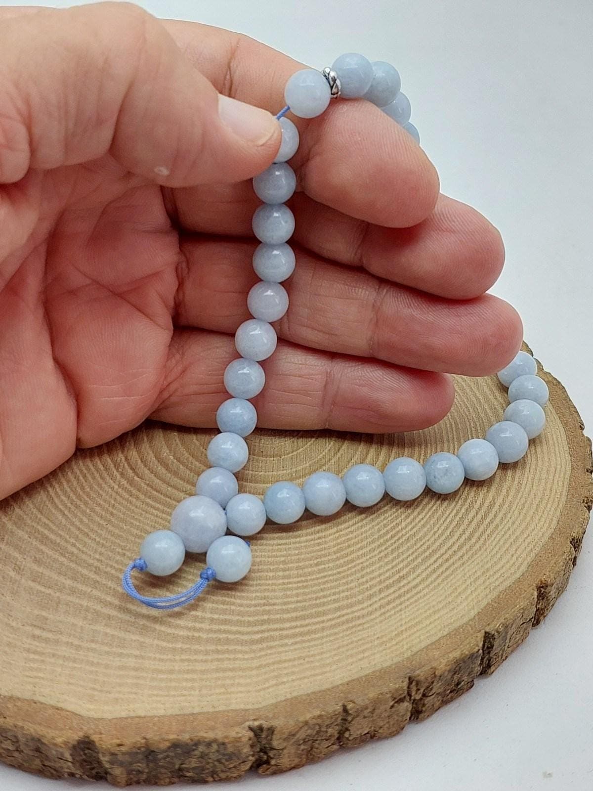 Akuamarin Taşı 33lük Özel Tasarım Tesbih 8mm (8168)