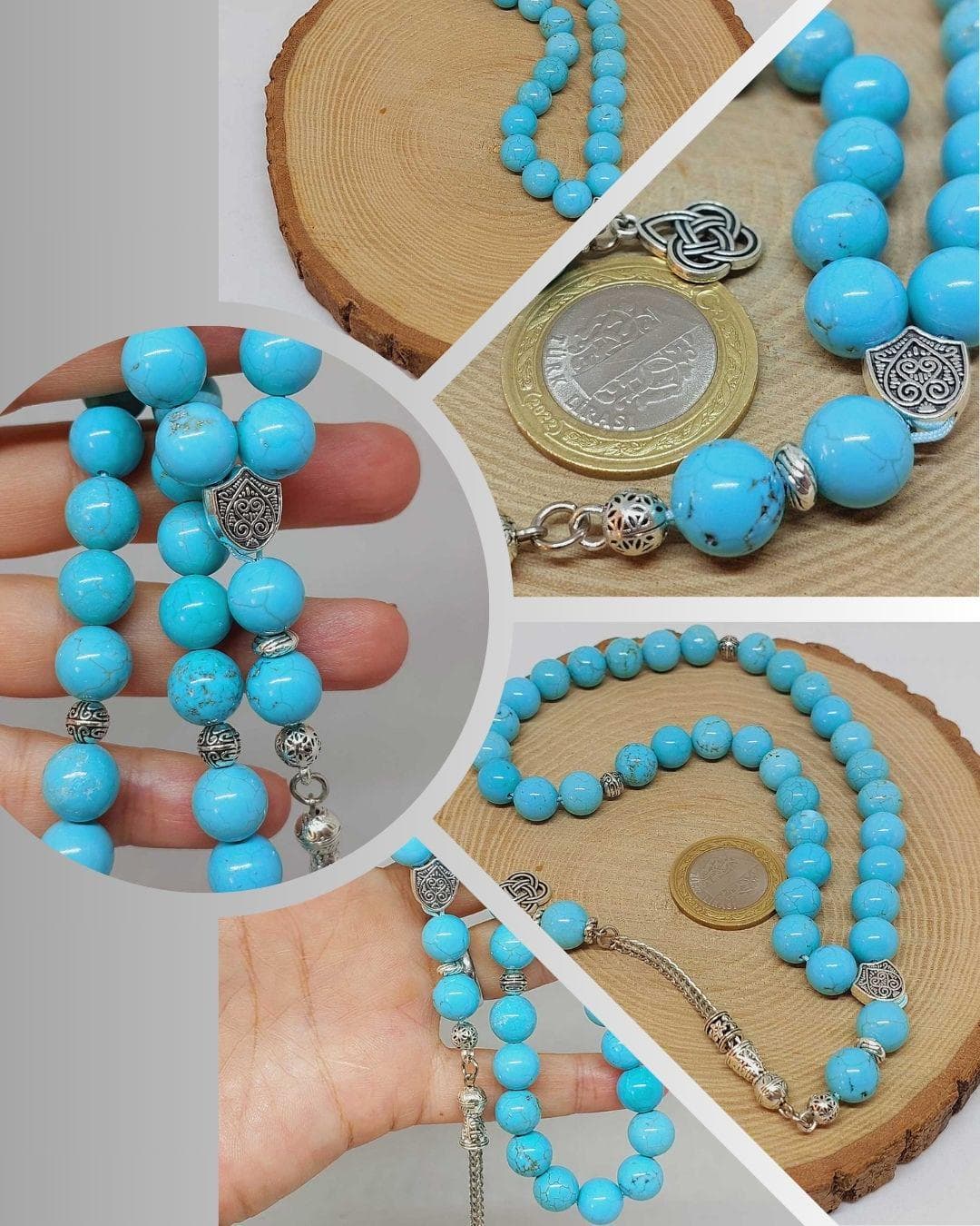 Turquoise Stone 33 beads Rosary 10mm, Tasbih 99, Natural Stone 33 Beads, Tasbeeh, Misbaha, Islamic Prayer Beads, Tasbih - image 3