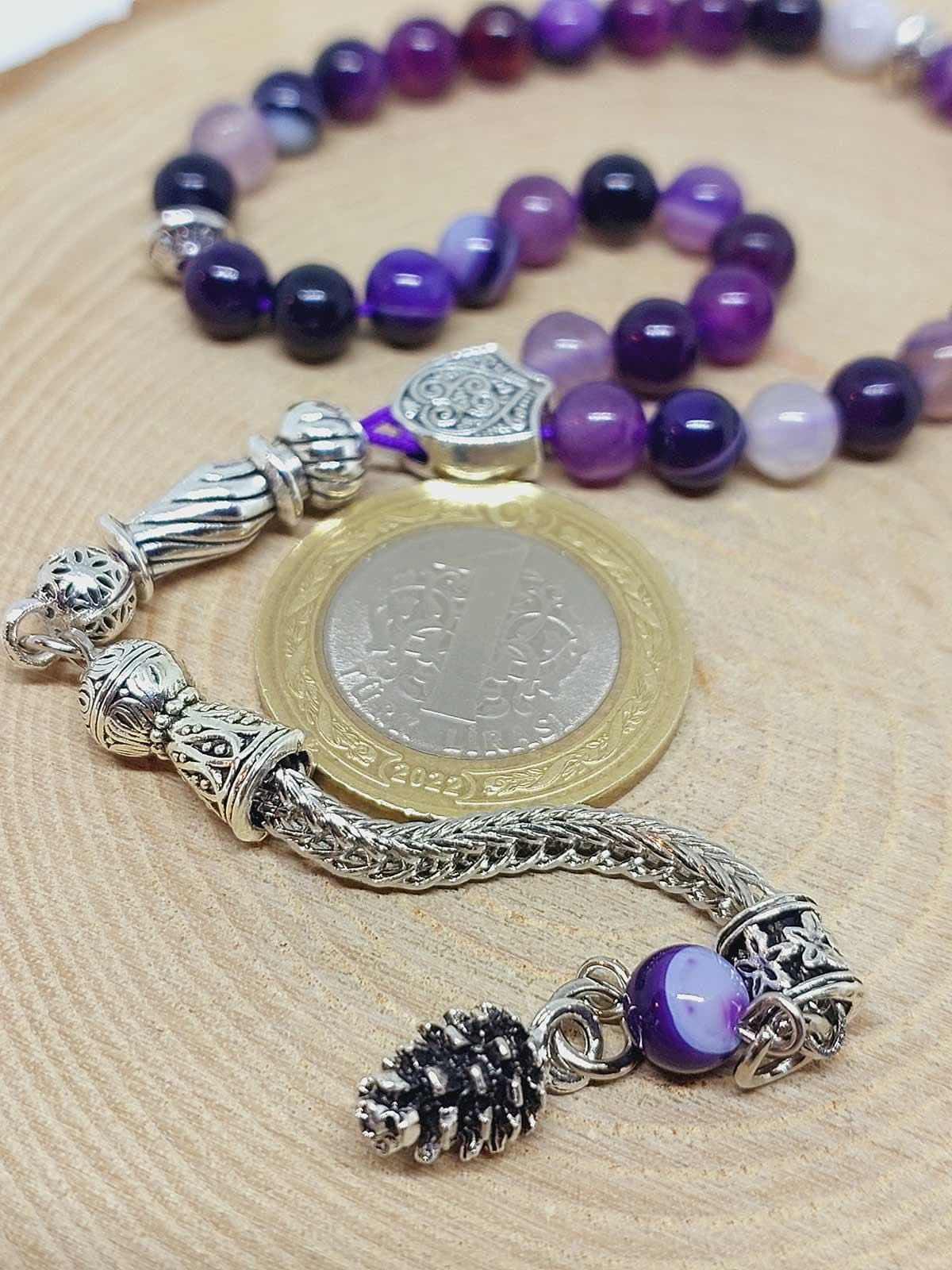 Purple Agate Stone 33 beads Rosary 6mm, Tasbih 33, Natural Stone 33 Beads, Tasbeeh, Misbaha, Tasbih - image 5
