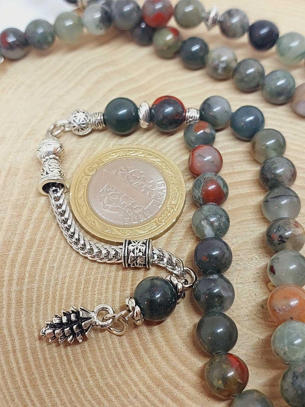 Blood Stone 99 beads Rosary 8mm, Tasbih 99, Natural Stone 99 Beads, Tasbeeh, Misbaha, Islamic Prayer Beads, Tasbih, Muslim - image 5