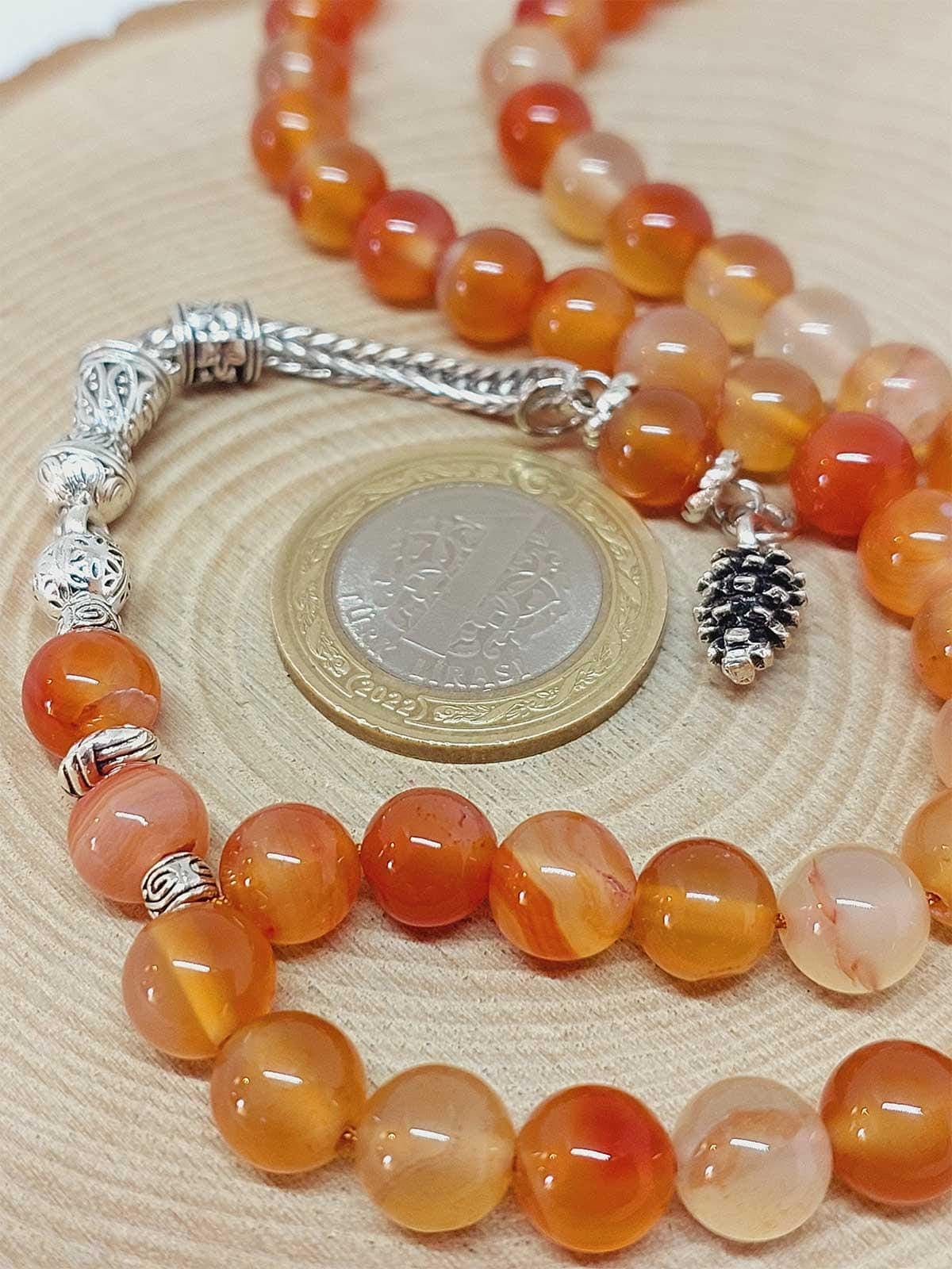 Light Brown Agate Stone 99 beads Rosary 8mm, Tasbih 99, Natural Stone 99 Beads, Tasbeeh, Misbaha, Islamic Prayer Beads, Tasbih, Muslim - image 5