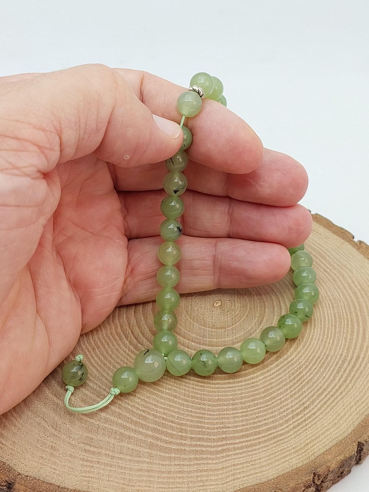 Prehnit (Prinayt) Taşı 33lük Özel Tasarım Tesbih 8mm (53076)