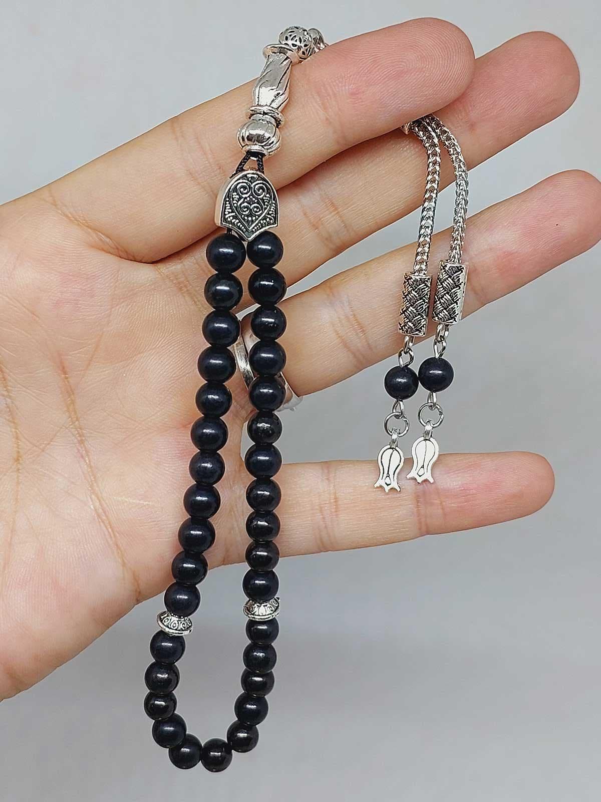 Shungite Stone 33 beads Rosary 6mm, Tasbih 33, Natural Stone 33 Beads, Tasbeeh, Misbaha, Tasbih