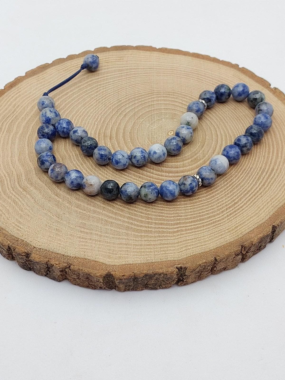 Handmade 33 Beads Sodalite Tasbih – 8mm Muslim Prayer Beads for Clarity, Peace & Gift (1914)