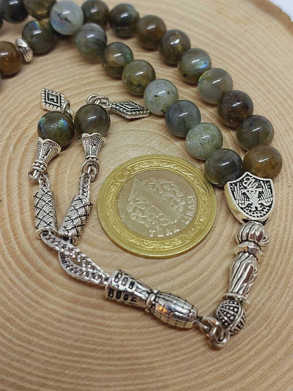 Labradorite Stone 33 beads Rosary 8mm, Tasbih 33, Natural Stone 33 Beads, Tasbeeh, Misbaha, Tasbih - image 5