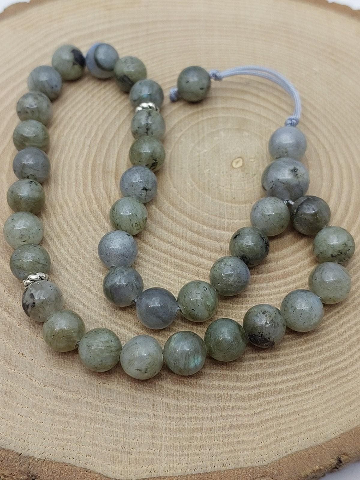 Handmade 33 Beads Labradorite Tasbih – 8mm Muslim Prayer Beads for Meditation & Gift (17090)