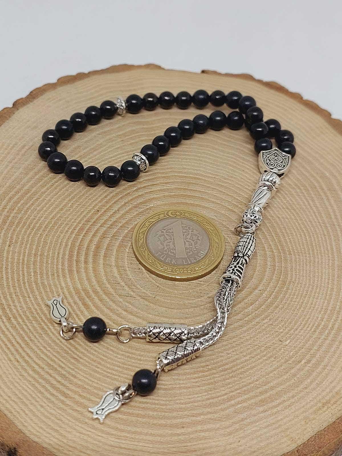 Shungite Stone 33 beads Rosary 6mm, Tasbih 33, Natural Stone 33 Beads, Tasbeeh, Misbaha, Tasbih - image 4