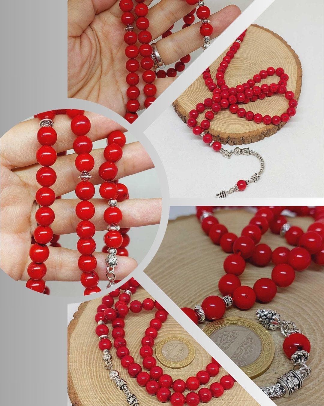 Coral Stone 99 beads Rosary 8mm, Tasbih 99, Natural Stone 99 Beads, Tasbeeh, Misbaha, Islamic Prayer Beads, Tasbih, Muslim - image 3
