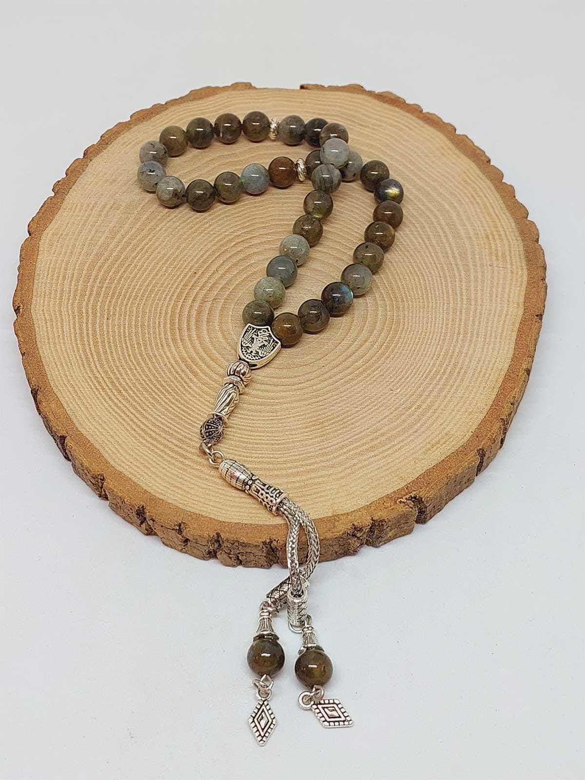 Labradorite Stone 33 beads Rosary 8mm, Tasbih 33, Natural Stone 33 Beads, Tasbeeh, Misbaha, Tasbih - image 4