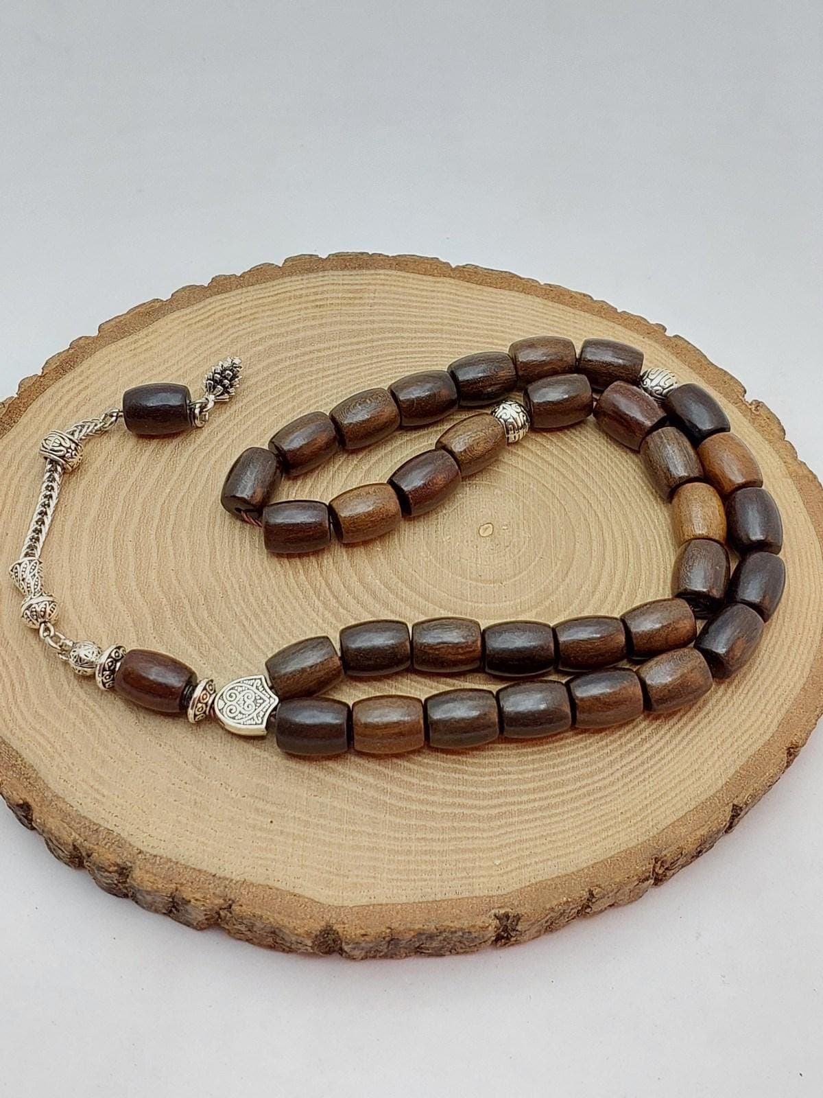 Walnut Wood Capsule-Cut 33 Beads Tasbih 9.5×12mm (56900)