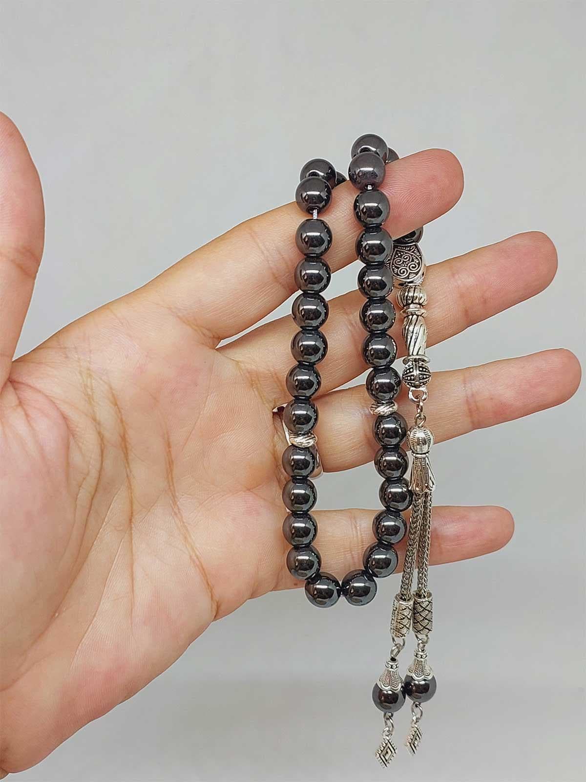 Hematite Stone 33 beads Rosary 8mm, Tasbih 33, Natural Stone 33 Beads, Tasbeeh, Misbaha, Tasbih