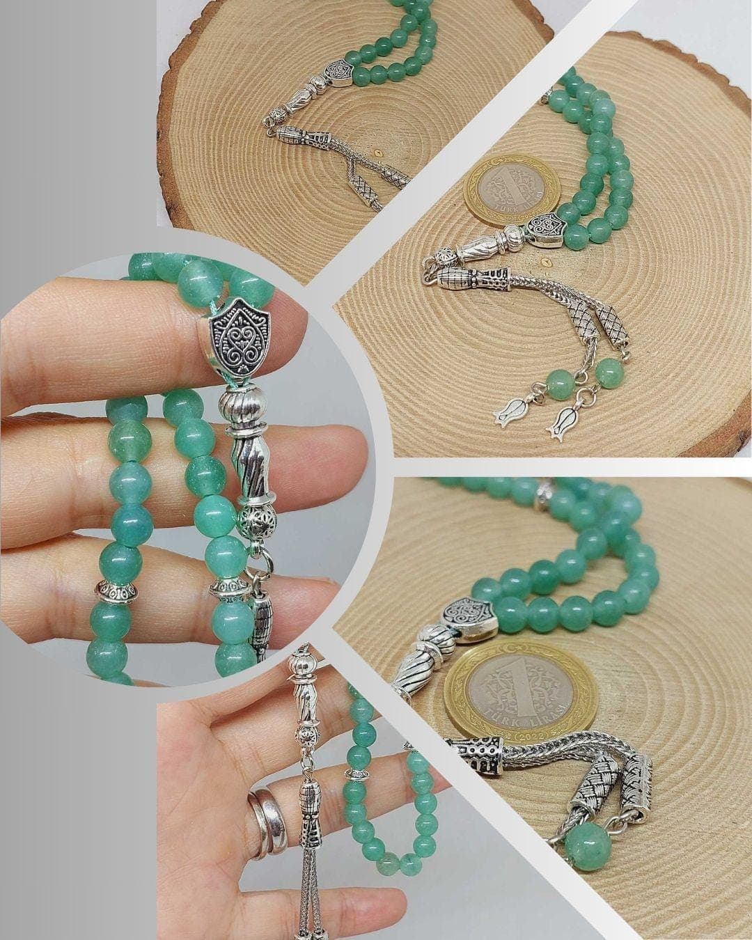 Aventurine Stone 33 beads Rosary 6mm, Tasbih 33, Natural Stone 33 Beads, Tasbeeh, Misbaha, Tasbih - image 3