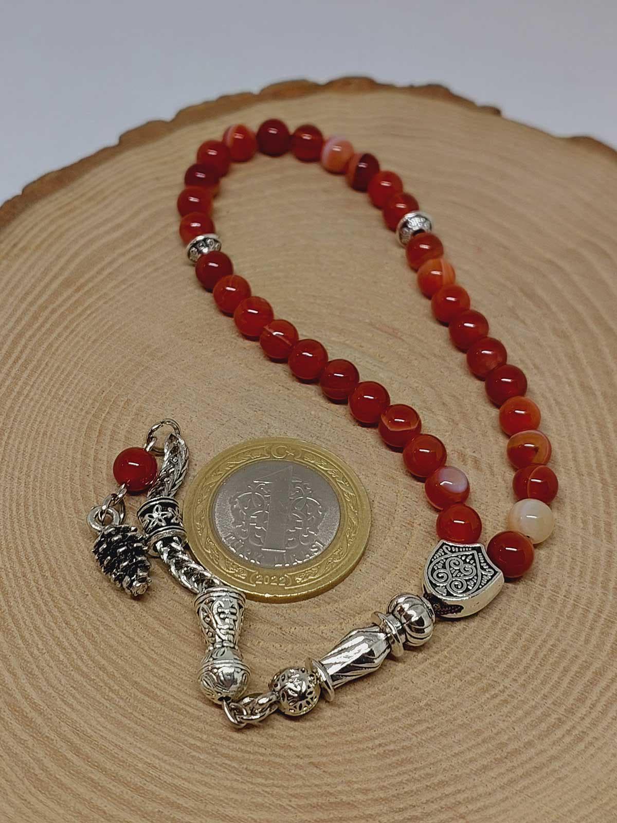 Carnelian Agate Stone 33 beads Rosary 6mm, Tasbih 33, Natural Stone 33 Beads, Tasbeeh, Misbaha, Tasbih - image 4