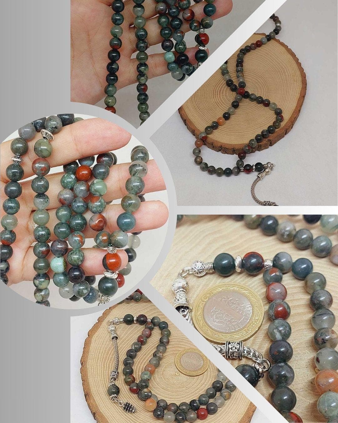 Blood Stone 99 beads Rosary 8mm, Tasbih 99, Natural Stone 99 Beads, Tasbeeh, Misbaha, Islamic Prayer Beads, Tasbih, Muslim - image 3