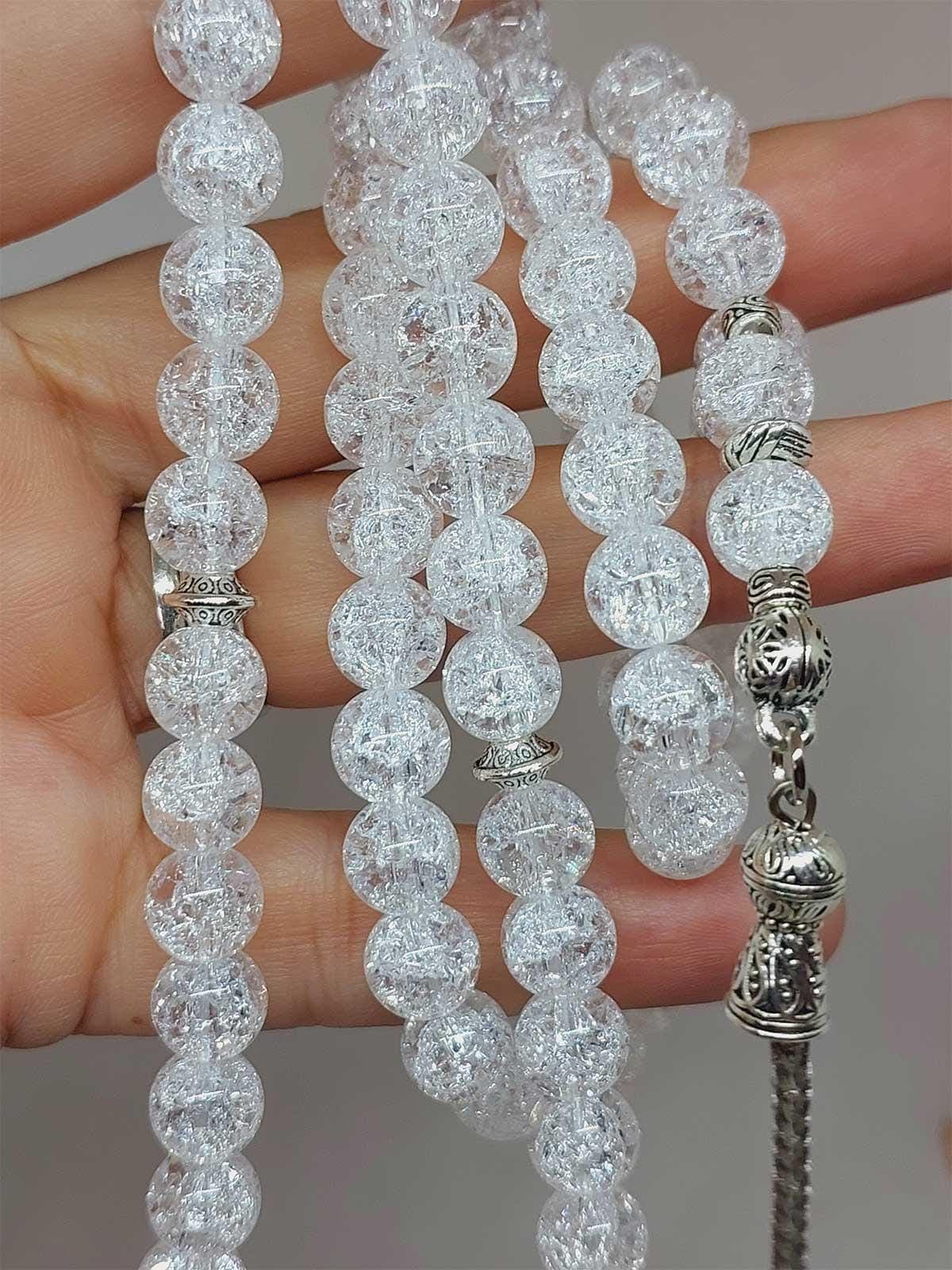 Crystallized Quartz Stone 99 beads Rosary 8mm, Tasbih 99, Natural Stone 99 Beads, Tasbeeh, Misbaha, Islamic Prayer Beads, Tasbih, Muslim